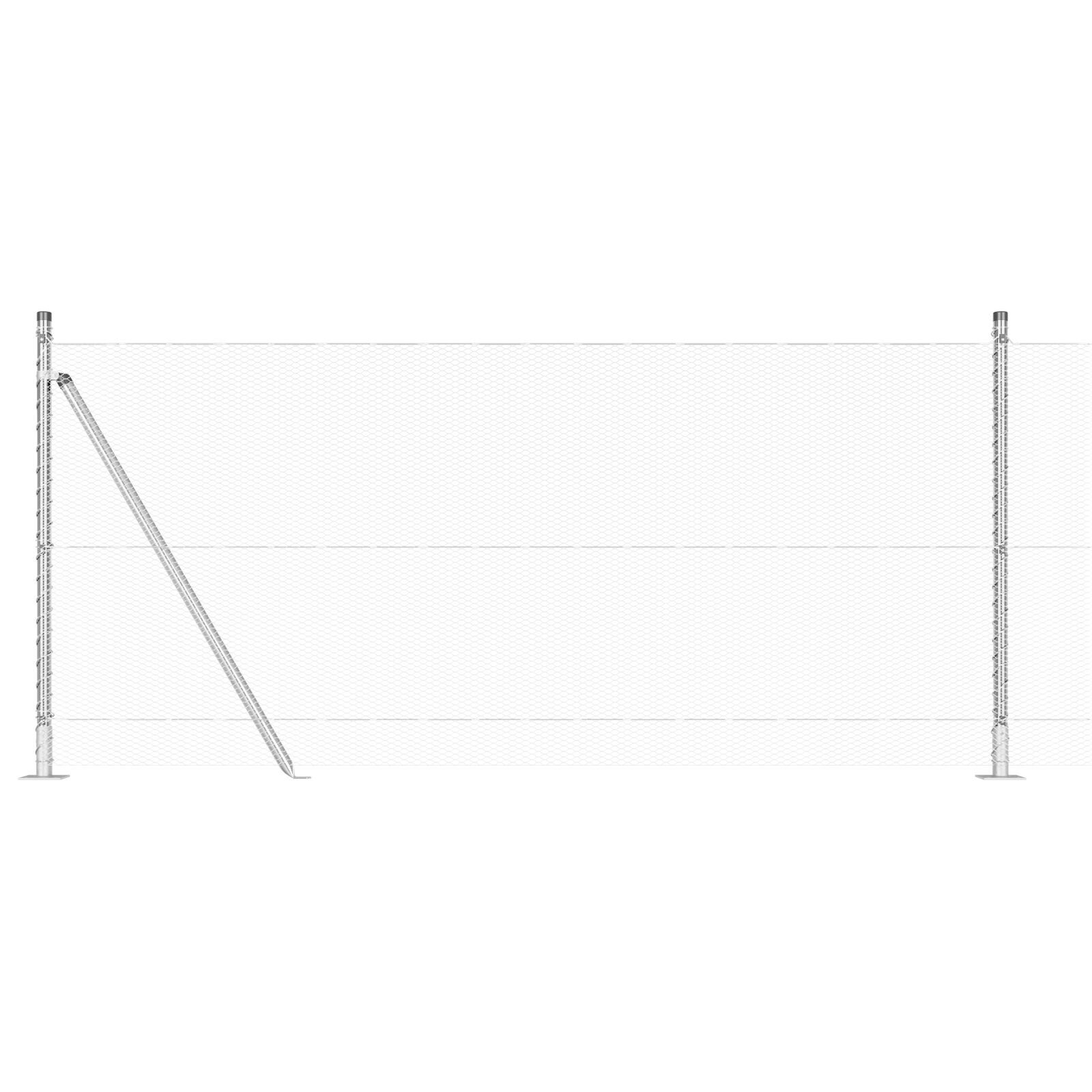 Împrejmuire Hexagonală  0.8x10 m Oțel galvanizat, Stâlpi de Îngrădire  cu Plăci de Bază 7 piese Ø32mm 90cm Oțel galvanizat GartenMobel Dekor