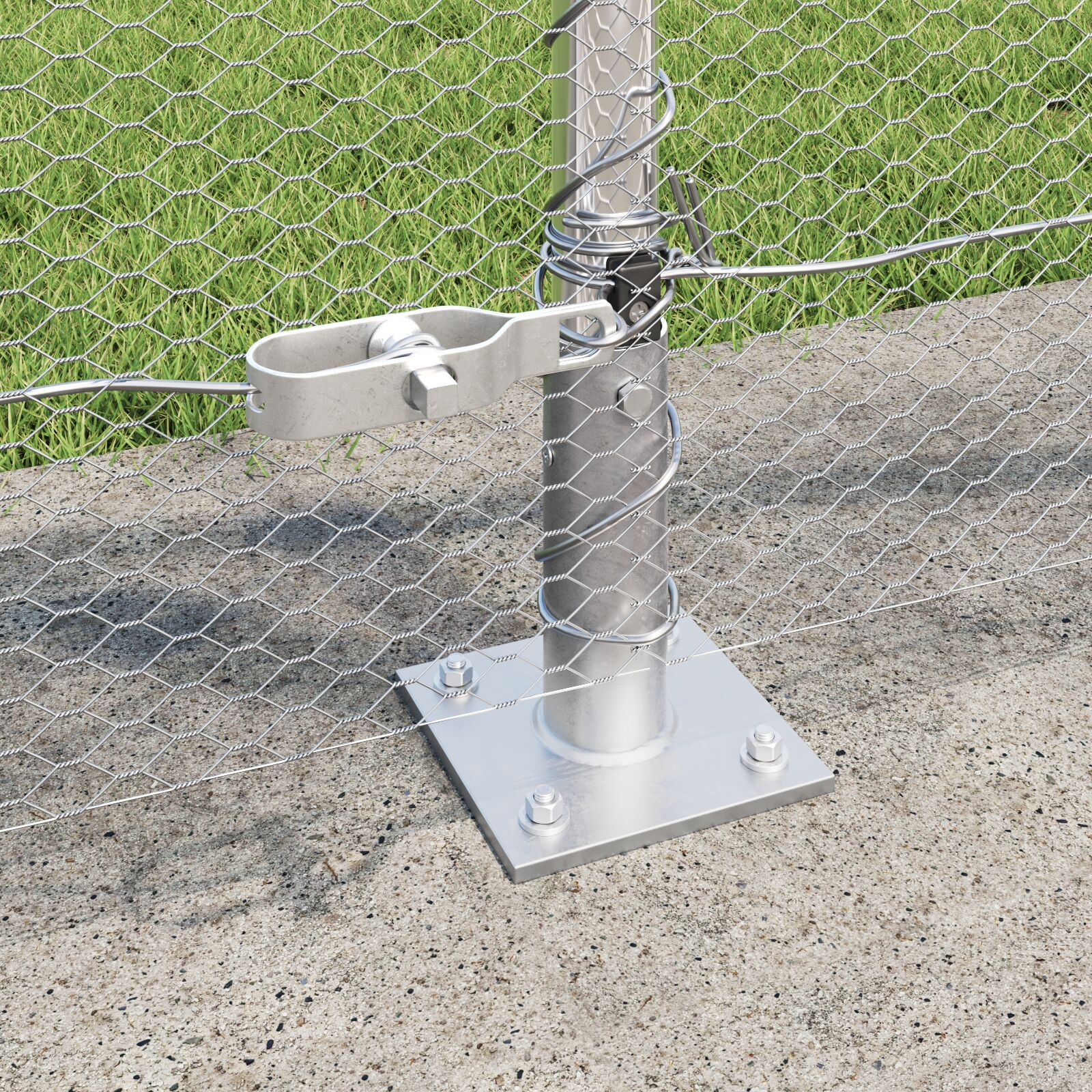 Împrejmuire Hexagonală  0.8x10 m Oțel galvanizat, Stâlpi de Îngrădire  cu Plăci de Bază 7 piese Ø32mm 90cm Oțel galvanizat GartenMobel Dekor