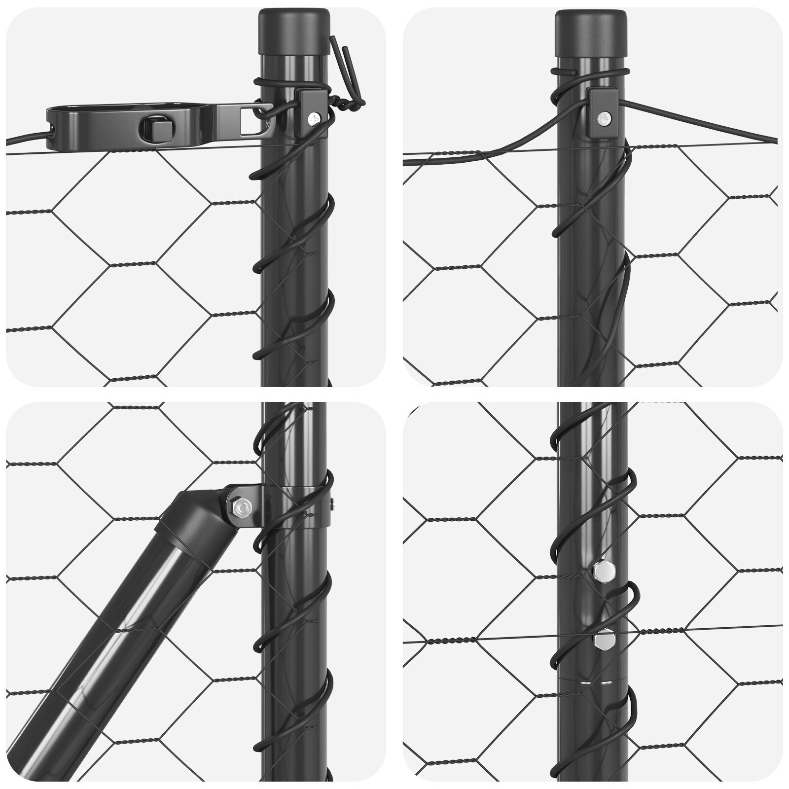 Îngrădire Hexagonală  Gri 1.2x50 m Oțel, Stâlpi de Îngrădire  cu Plăci de Bază 13 buc Ø32mm 68.5cm Oțel Galvanizat GartenMobel Dekor