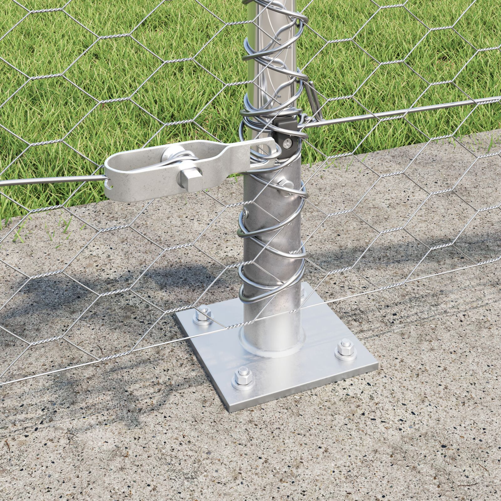Gard Hexagonal 0.5x50 m Oțel Galvanizat,  Stâlpi de Gard cu Plăci de Bază 13 pcs Ø32mm 70cm Oțel Galvanizat GartenMobel Dekor