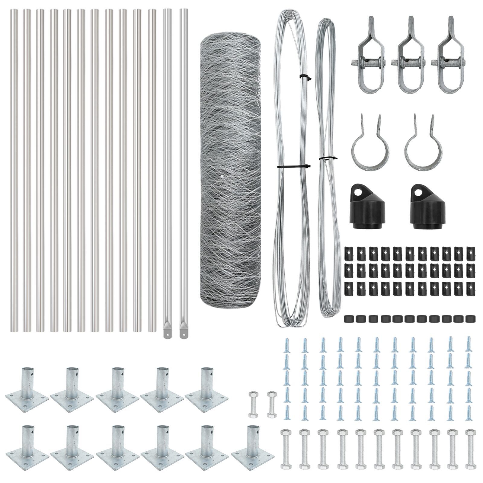 Gard Hexagonal  0.6x25 m Oțel Galvanizat, Stâlpi pentru Gard  cu Plăci de Bază 13 buc Ø32mm 70cm Oțel Galvanizat GartenMobel Dekor