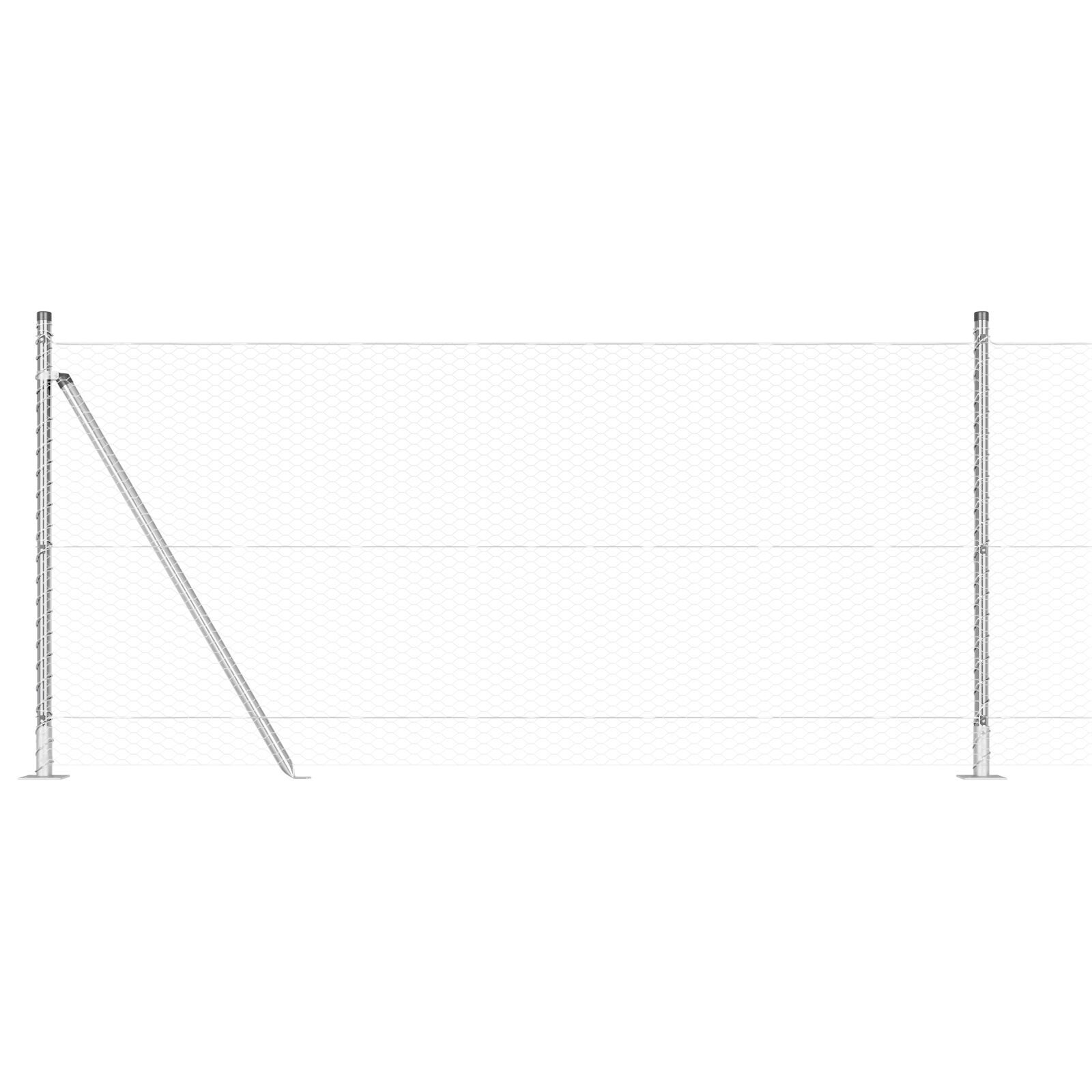 Gard Hexagonal  0.8x50 m Oțel Galvanizat, Stâlpi de Gard  cu Plăci de Bază 13 pcs Ø32mm 90cm Oțel Galvanizat GartenMobel Dekor
