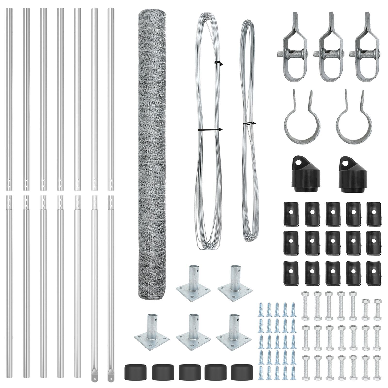 Gard Hexagonal  1.5x10 m Oțel Galvanizat, Stâlpi Gard  cu Plăci de Bază 7 buc Ø32mm 83.5cm Oțel Galvanizat GartenMobel Dekor
