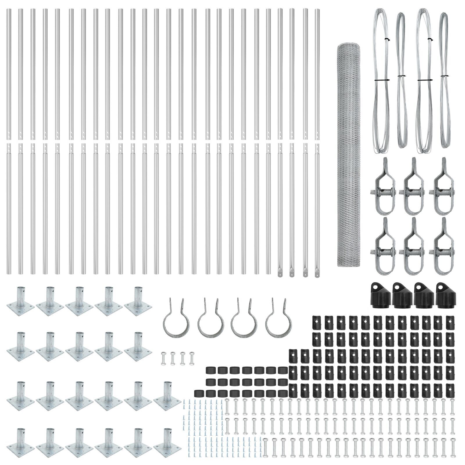 Gard Hexagonal  1,5x50 m Oțel Galvanizat, Stâlpi de gard  cu plăci de bază 13 buc Ø32mm 83,5cm Oțel Galvanizat GartenMobel Dekor