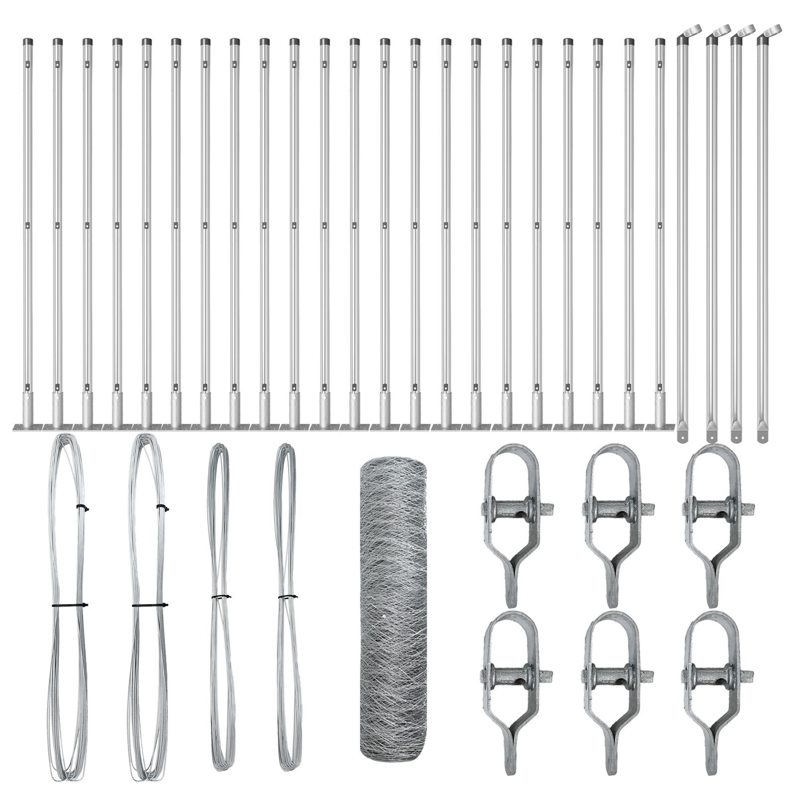 Gard Hexagonal 1x50 m Oțel Galvanizat, Stâlpi de Gard cu Plăci de Bază 13 buc Ø32mm 110cm Oțel Galvanizat GartenMobel Dekor