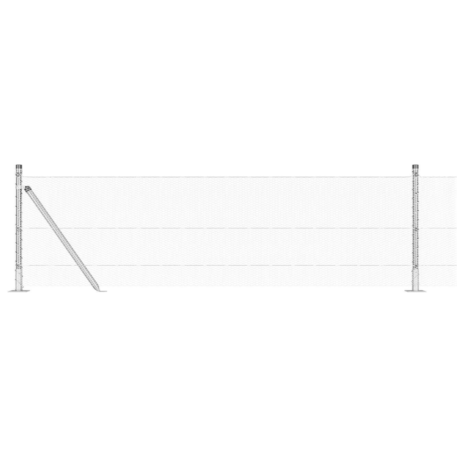 Gard hexagonal  0.6x25 m din oțel galvanizat, Stâlpi de gard  cu plăci de bază 13 buc Ø32mm 70cm din oțel galvanizat GartenMobel Dekor