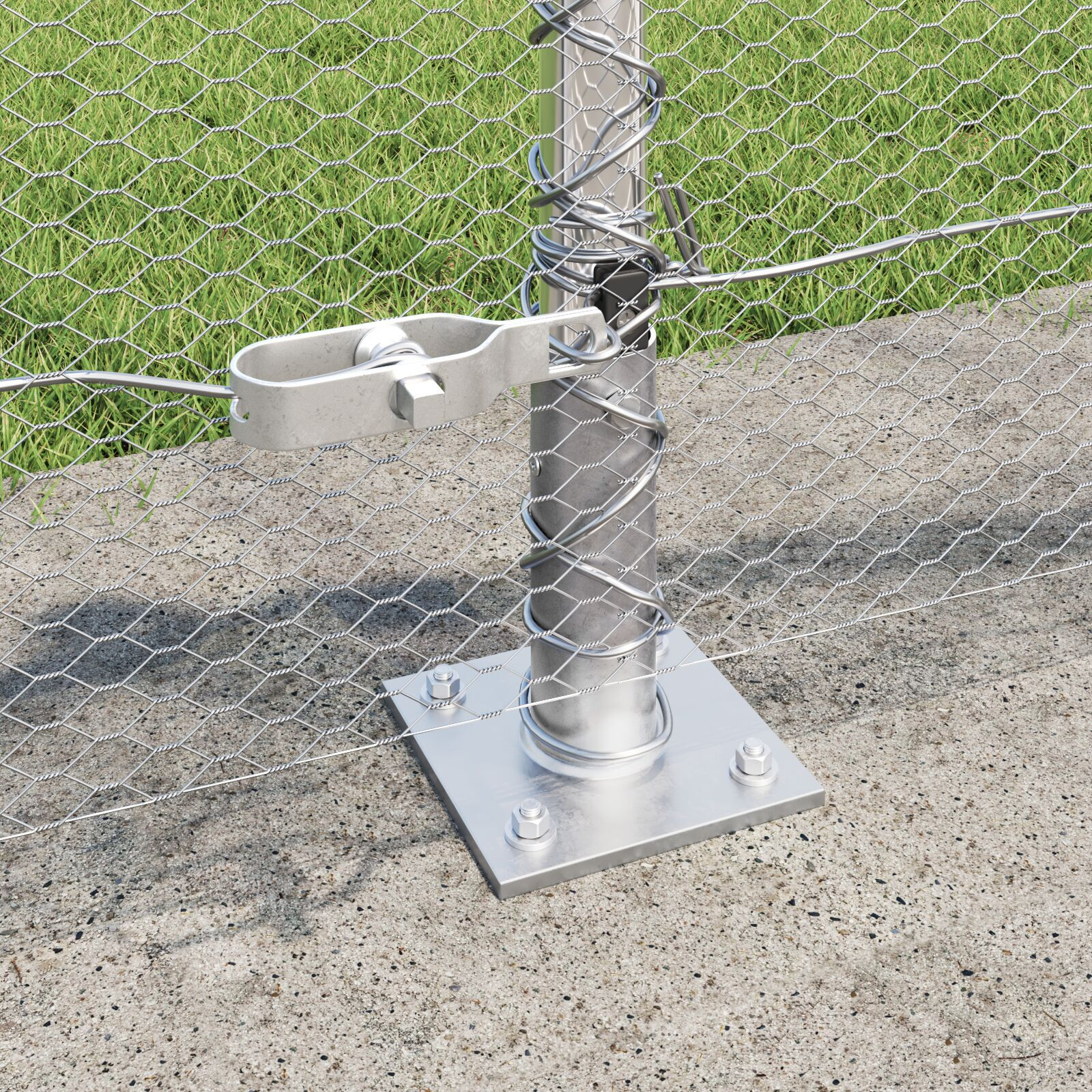 Gard hexagonal  0.6x25 m din oțel galvanizat, Stâlpi de gard  cu plăci de bază 13 buc Ø32mm 70cm din oțel galvanizat GartenMobel Dekor