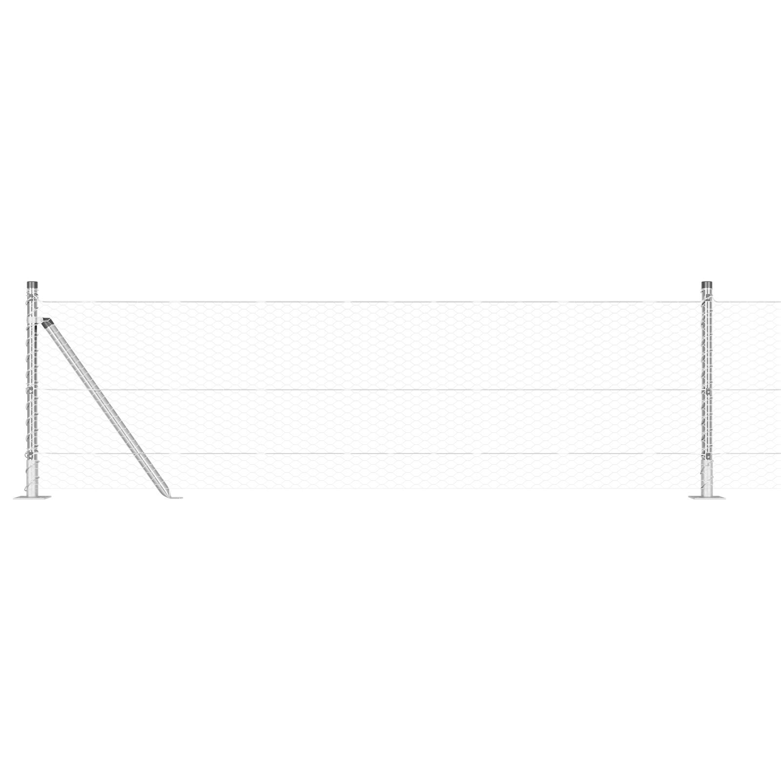 Gard hexagonal  0,6x50 m din oțel galvanizat, Stâlpi de gard  cu plăci de bază 13 buc Ø32mm 70cm din oțel galvanizat GartenMobel Dekor
