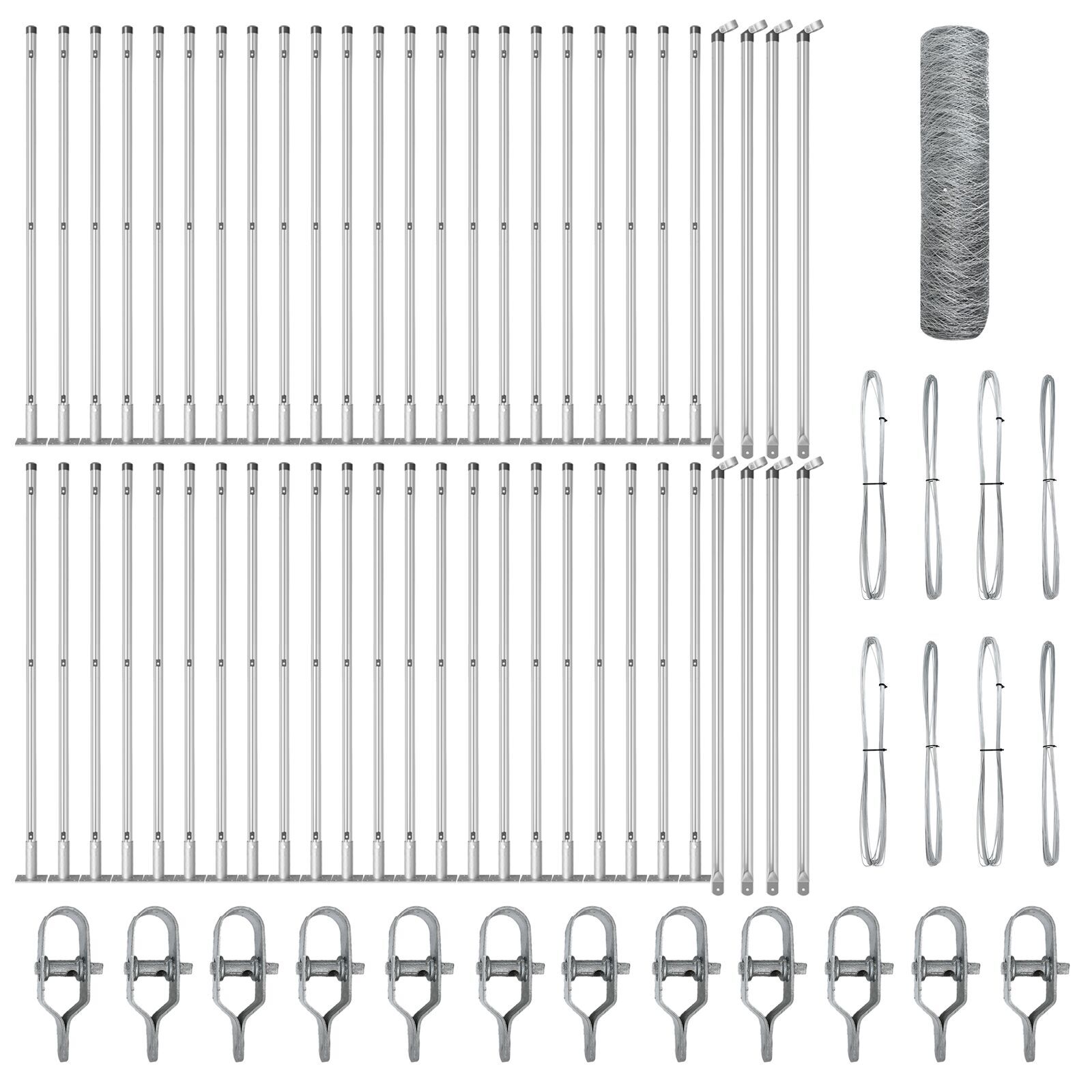 Împrejmuire Hexagonală 0.6x100 m Oțel Galvanizat, Stâlpi Împrejmuire cu Plăci de Bază 13 pcs Ø32mm 70cm Oțel Galvanizat GartenMobel Dekor
