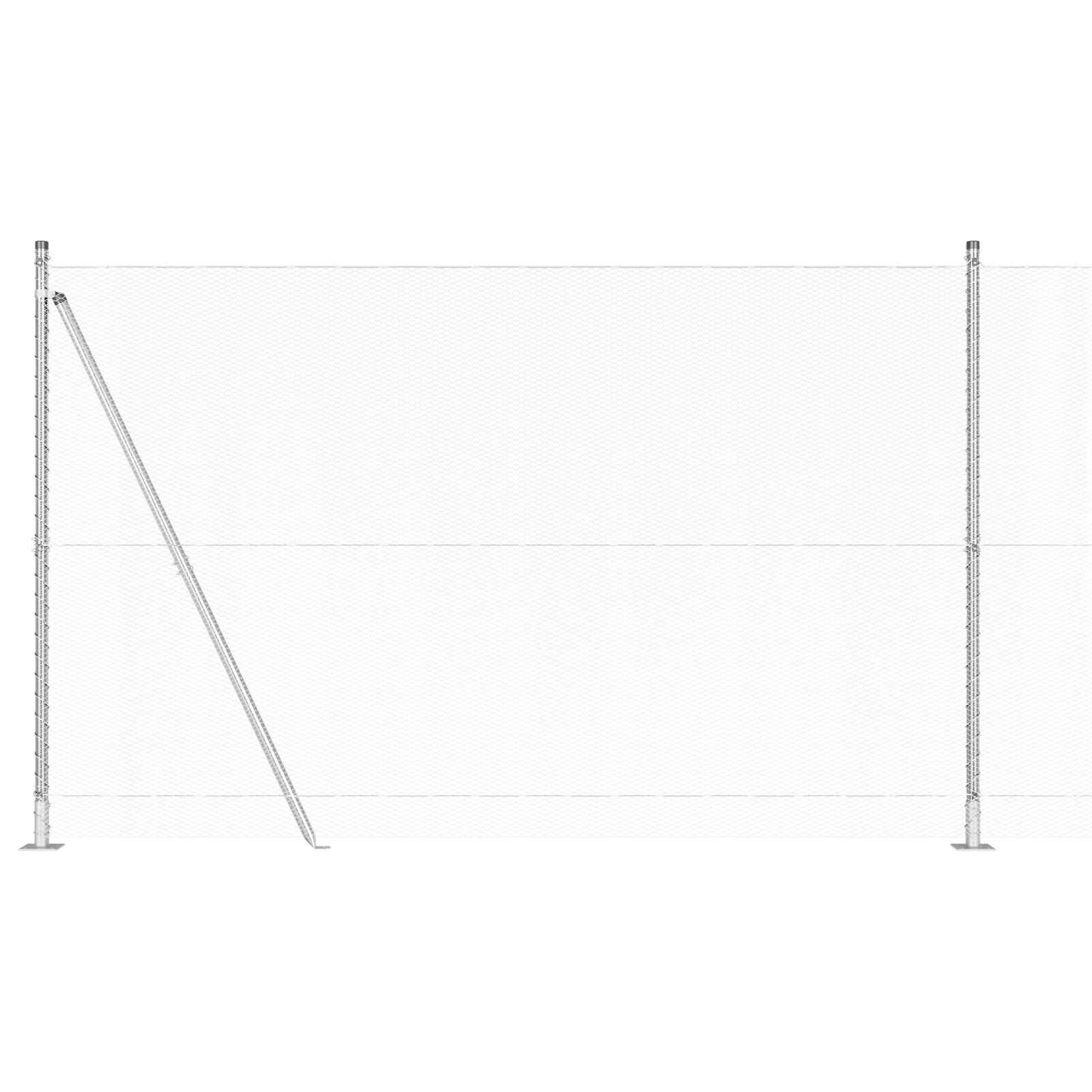 Împrejmuire Hexagonală  1.6x25 m Oțel Galvanizat, Stâlpi de Împrejmuire  cu Plăci de Bază 13 pcs Ø32mm 88.5cm Oțel Galvanizat GartenMobel Dekor