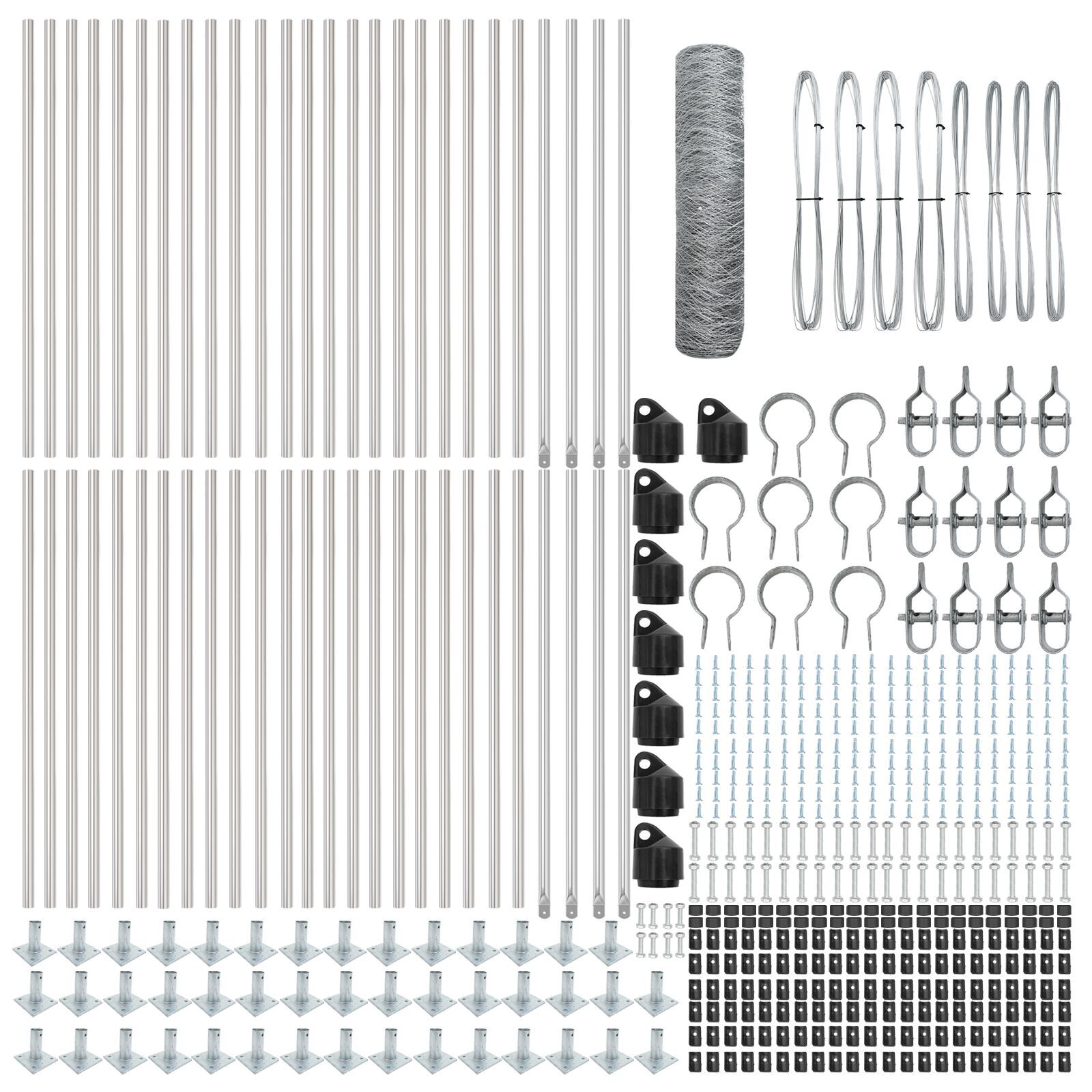 Îngrădire hexagon  0.4x100 m oțel galvanizat, Stâlpi de îngrădire  cu plăci de bază 13 buc Ø32mm 50cm oțel galvanizat GartenMobel Dekor