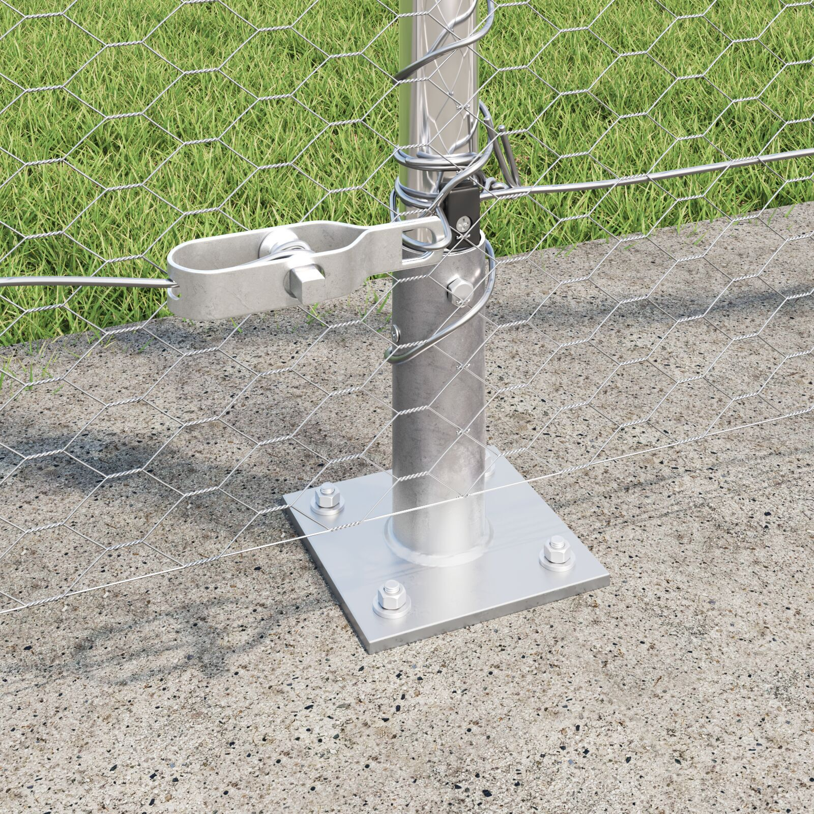 Gard Hexagon  1.6x100 m Oțel Galvanizat, Stâlpi de Gard  cu Plăci de Bază 13 buc Ø32mm 88.5cm Oțel Galvanizat GartenMobel Dekor