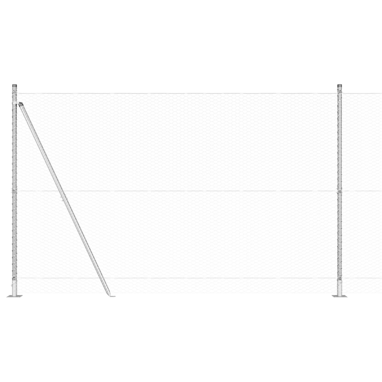Gard Hexagon  1.6x100 m Oțel Galvanizat, Stâlpi de Gard  cu Plăci de Bază 13 buc Ø32mm 88.5cm Oțel Galvanizat GartenMobel Dekor
