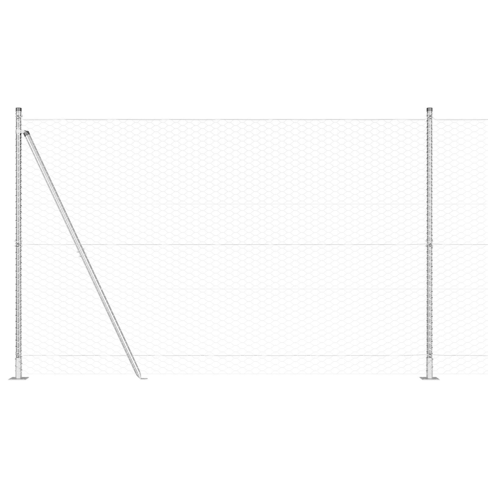 Gard Hexagonal  1.5x100 m Oțel Zincat, Stâlpi de Gard  cu Plăci de Bază 13 buc Ø32mm 83.5cm Oțel Zincat GartenMobel Dekor