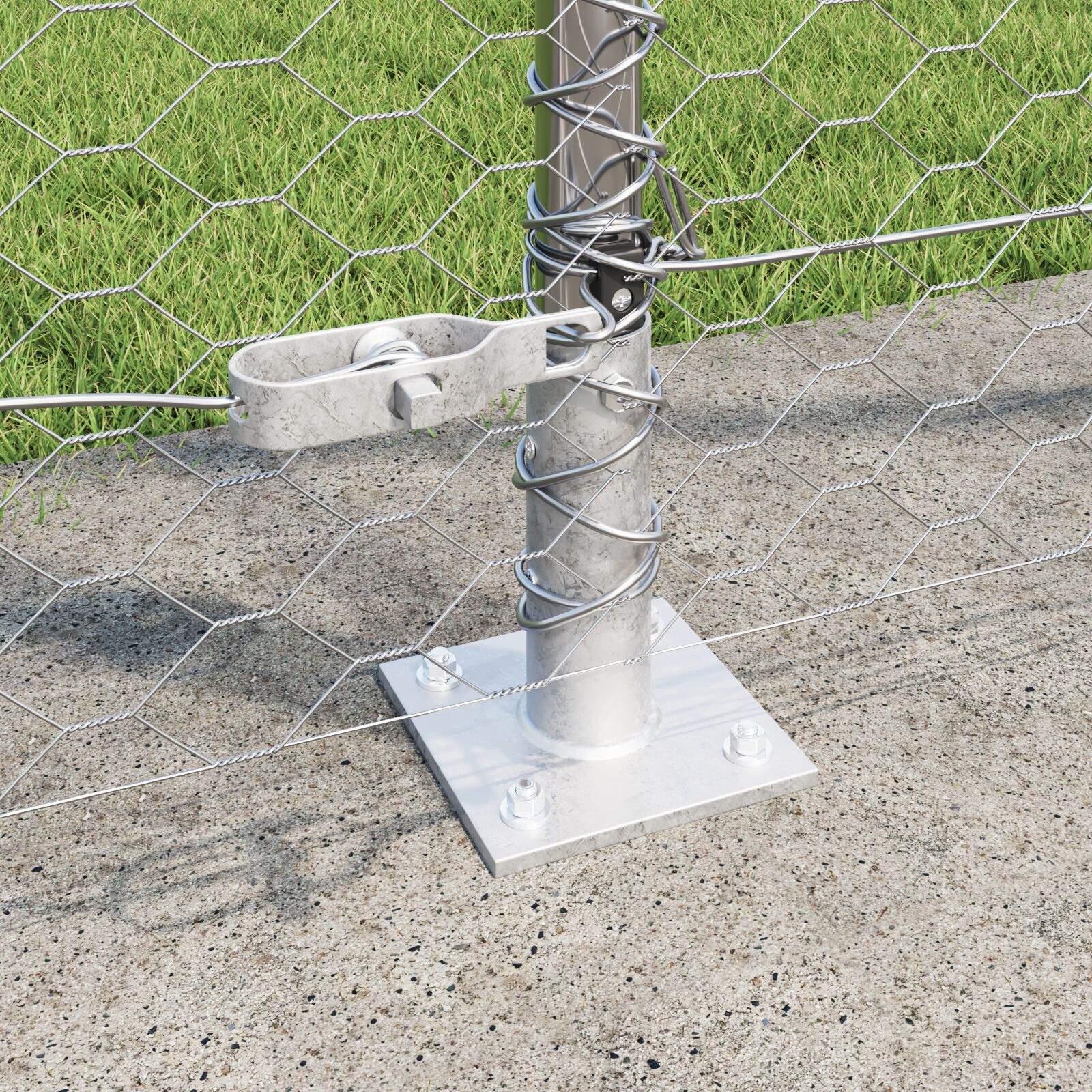 Gard Hexagonal  1.6x100 m Oțel Galvanizat, Stâlpi de Gard  cu Plăci de Bază 13 pcs Ø32mm 88.5cm Oțel Galvanizat GartenMobel Dekor