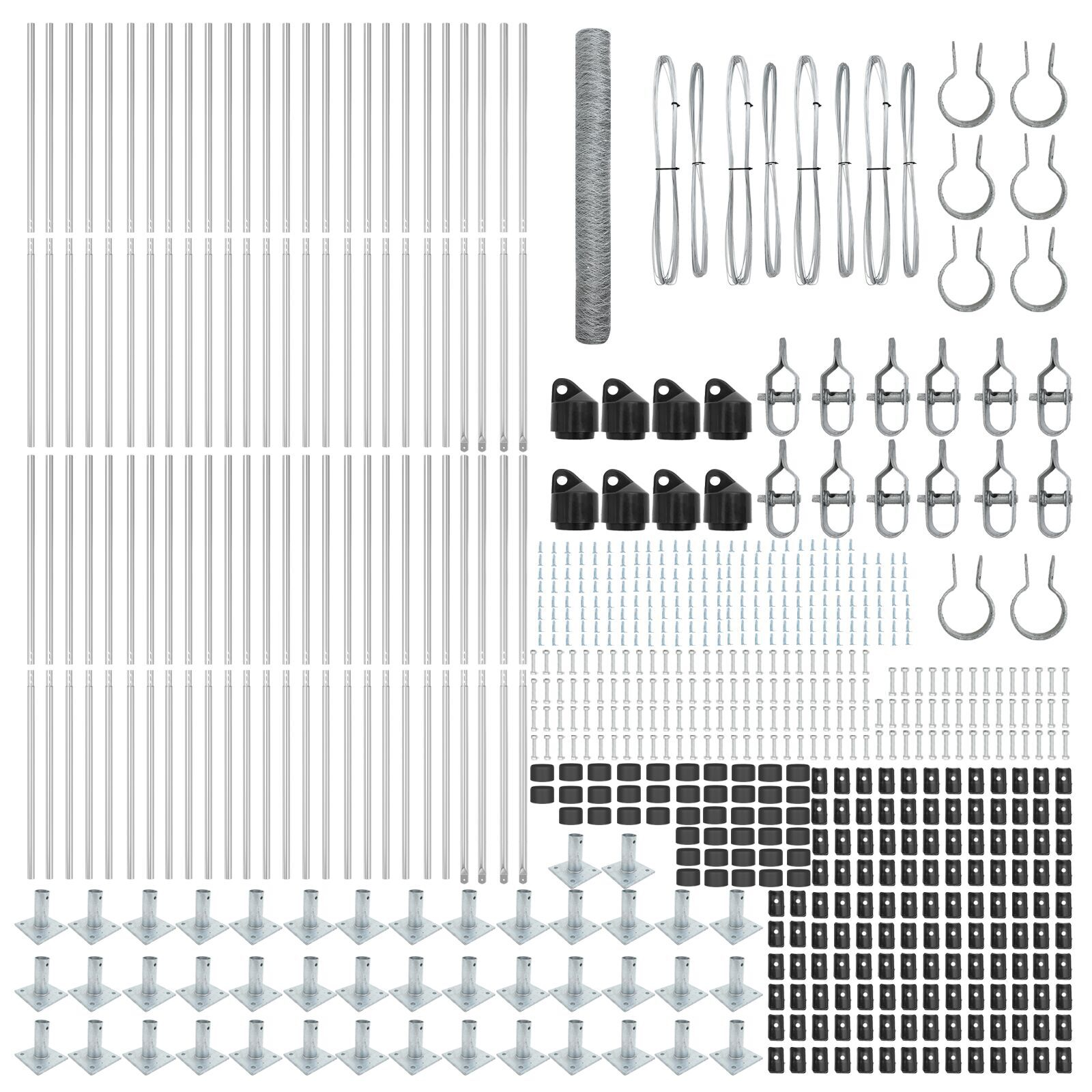 Gard hexagonal  1.2x100 m Oțel galvanizat, Stâlpi pentru gard  cu plăci de bază 13 buc Ø32mm 68.5cm Oțel galvanizat GartenMobel Dekor