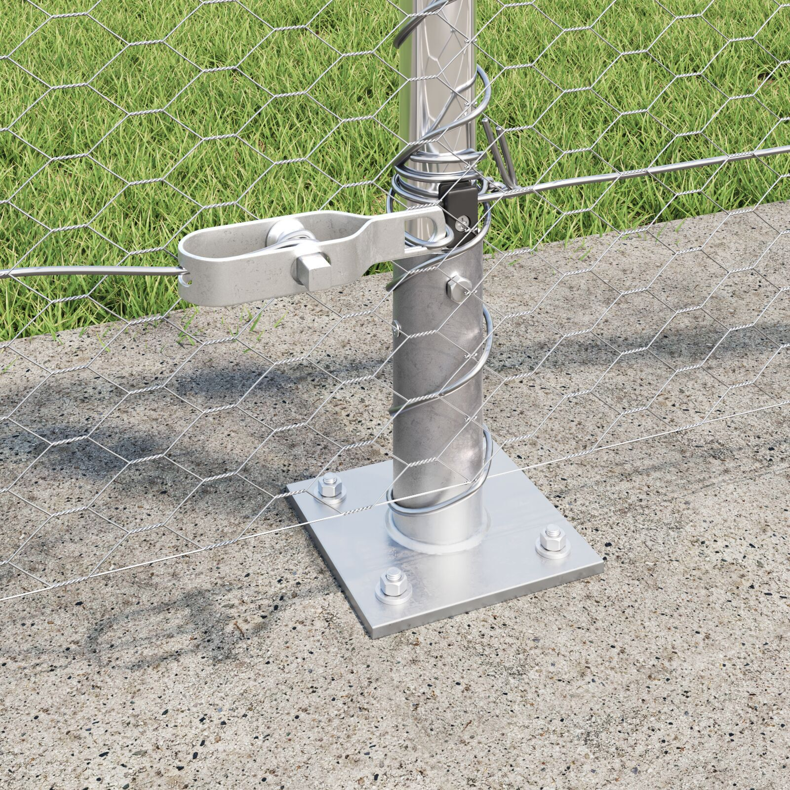 Împrejmuire Hexagonală  1x100 m Oțel Galvanizat, Stâlpi de Împrejmuire  cu Plăci de Bază 13 buc Ø32mm 110cm Oțel Galvanizat GartenMobel Dekor