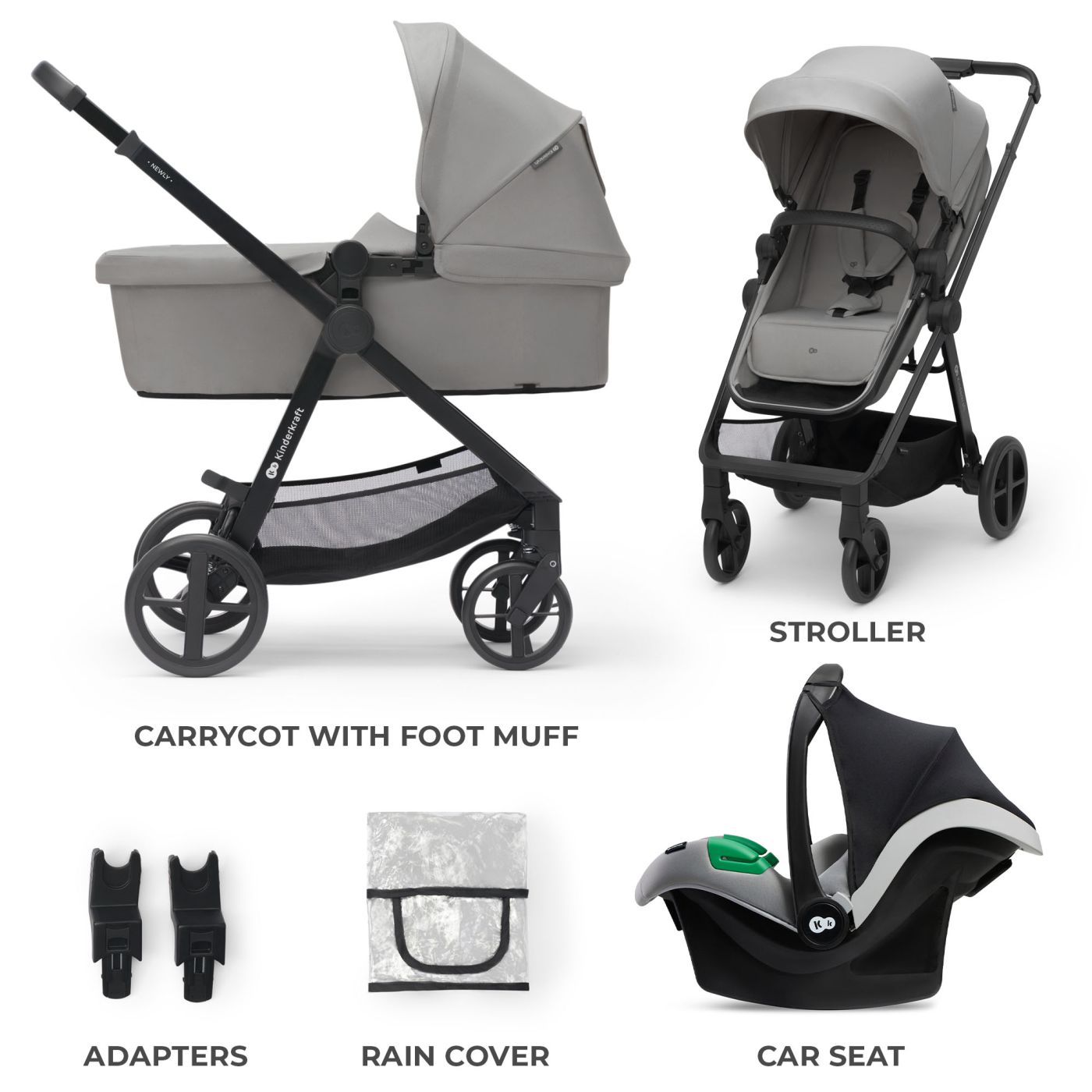 CARUCIOR KINDERKRAFT NEWLY, 3 IN 1, LIGHT GREY SuperHeroes ToysZone