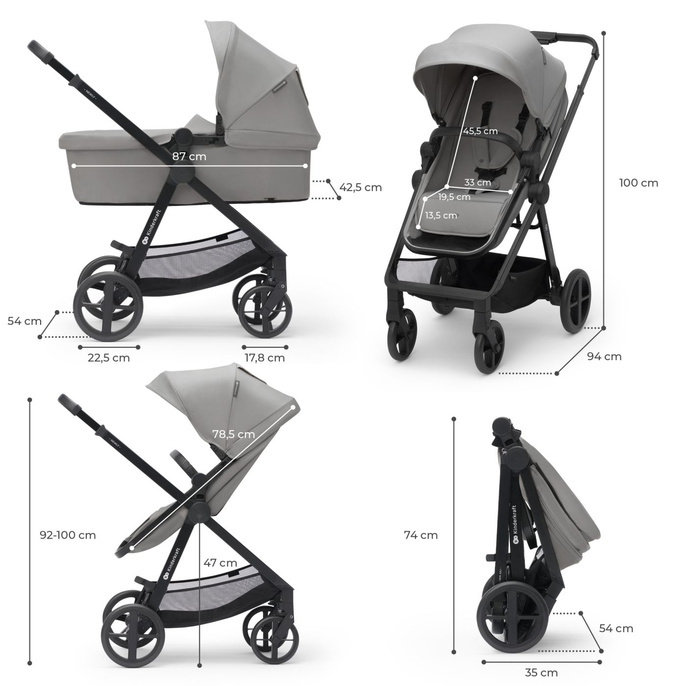CARUCIOR KINDERKRAFT NEWLY, 3 IN 1, LIGHT GREY SuperHeroes ToysZone