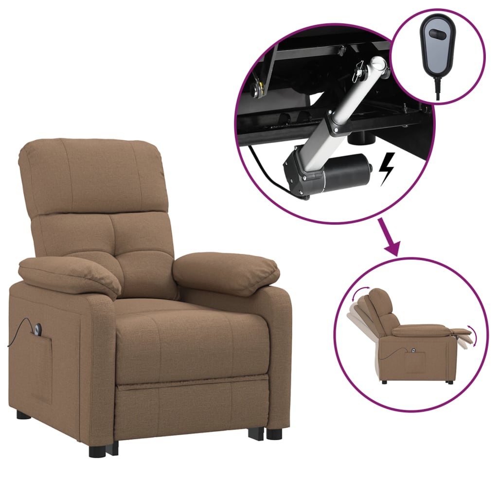 Fotoliu rabatabil electric, maro, material textil GartenMobel Dekor