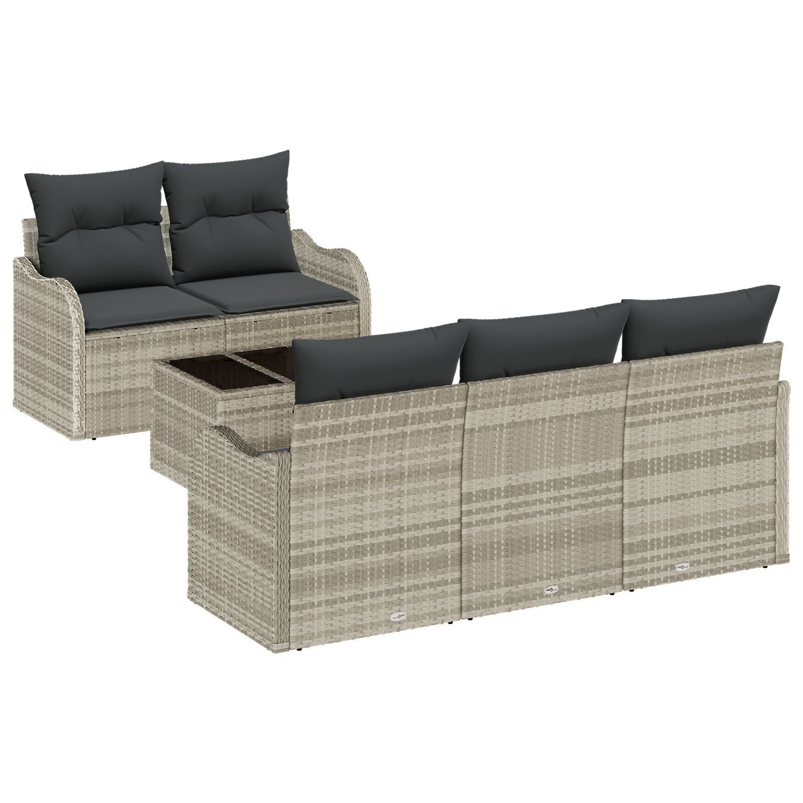 Set Sofa Grădină cu Perne Gri Deschis Ratan Polimer, Sofa Grădină 2 Locuri cu Spațiu Depozitare & Perne Gri Deschis Ratan Polimer GartenMobel Dekor