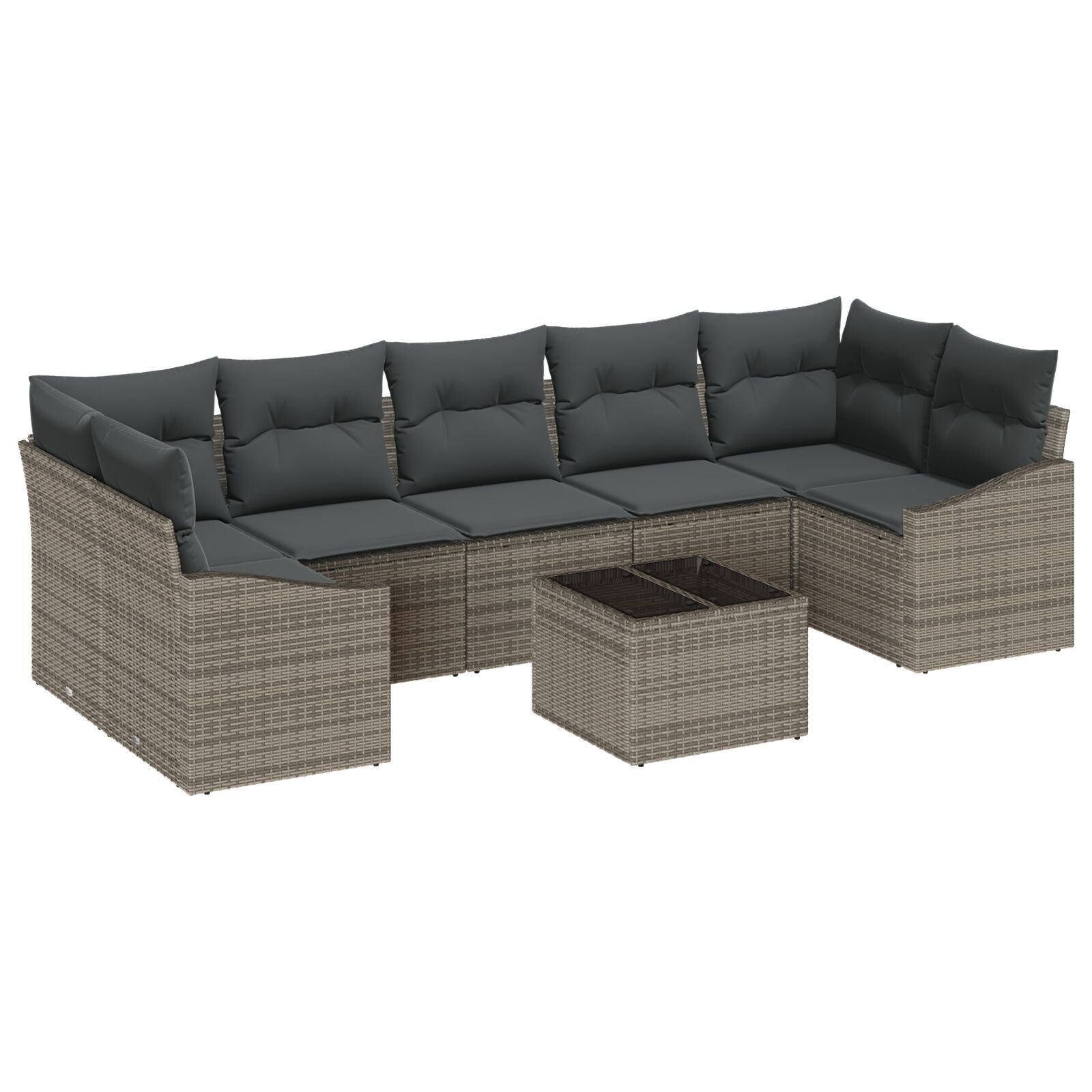 Set Sofa Grădină cu Pernuțe Gri din Ratan Poli GartenMobel Dekor