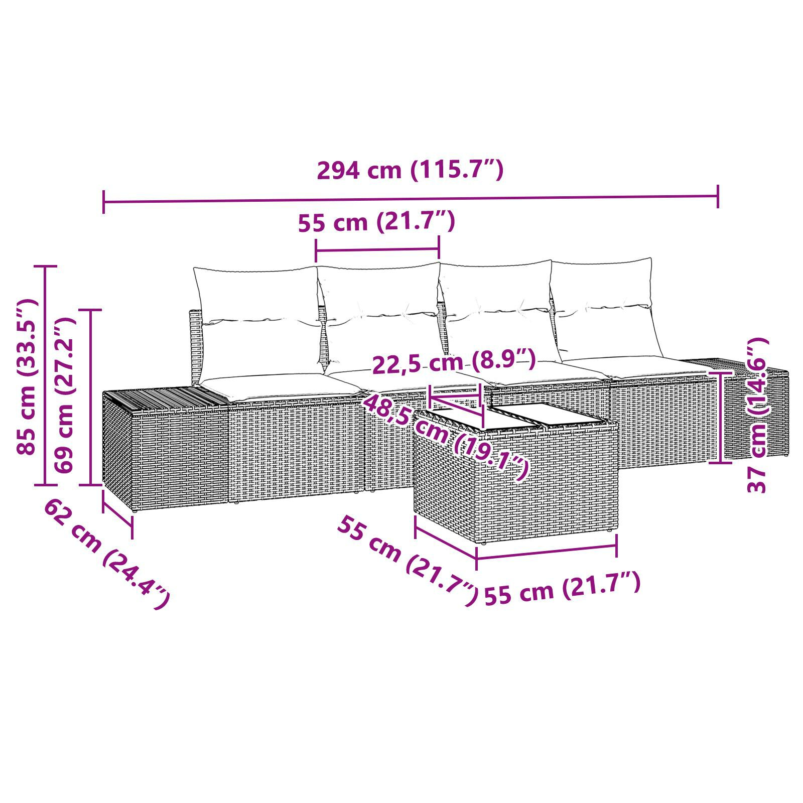 Set de canapele pentru grădină cu 5 piese și perne bej din poliratan GartenMobel Dekor