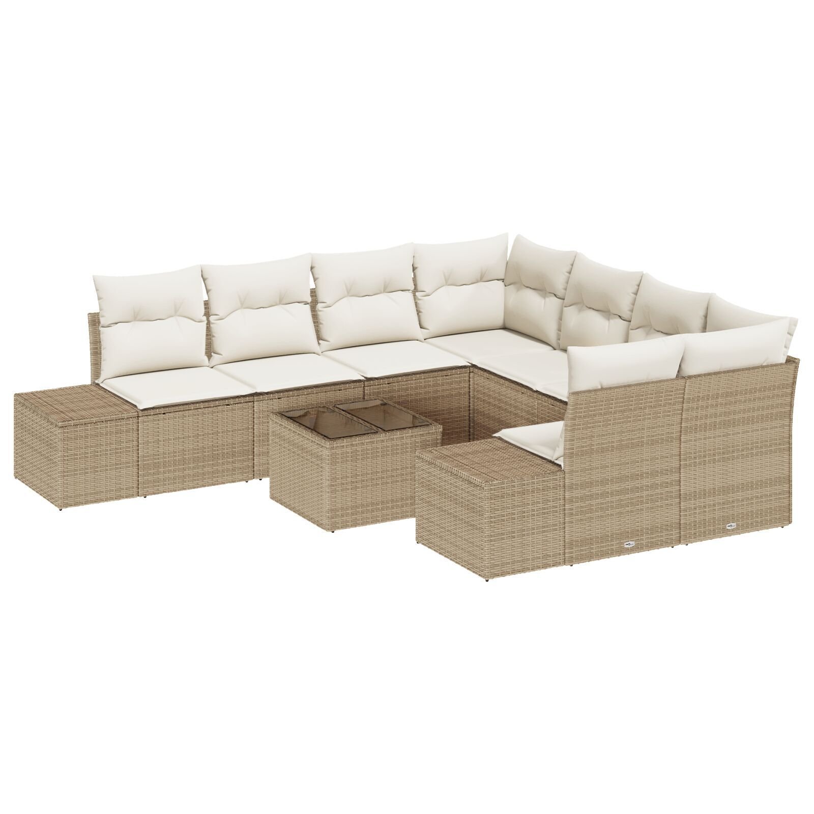 Set de sofa de grădină de 9 piese cu perne Bej din ratan poli GartenMobel Dekor