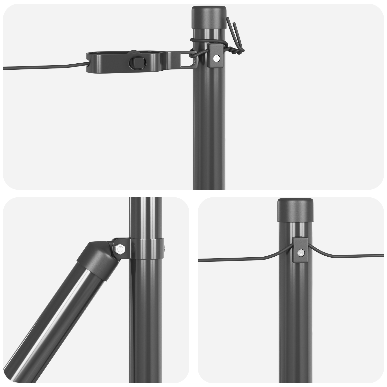 Stâlpi de gard, 26 buc., gri, Ø32 mm, 100 cm, oțel zincat GartenMobel Dekor