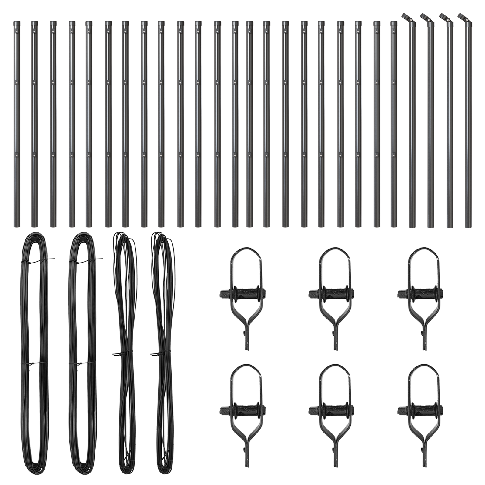 Stâlpi de gard, 26 buc., gri, Ø32 mm, 100 cm, oțel zincat GartenMobel Dekor