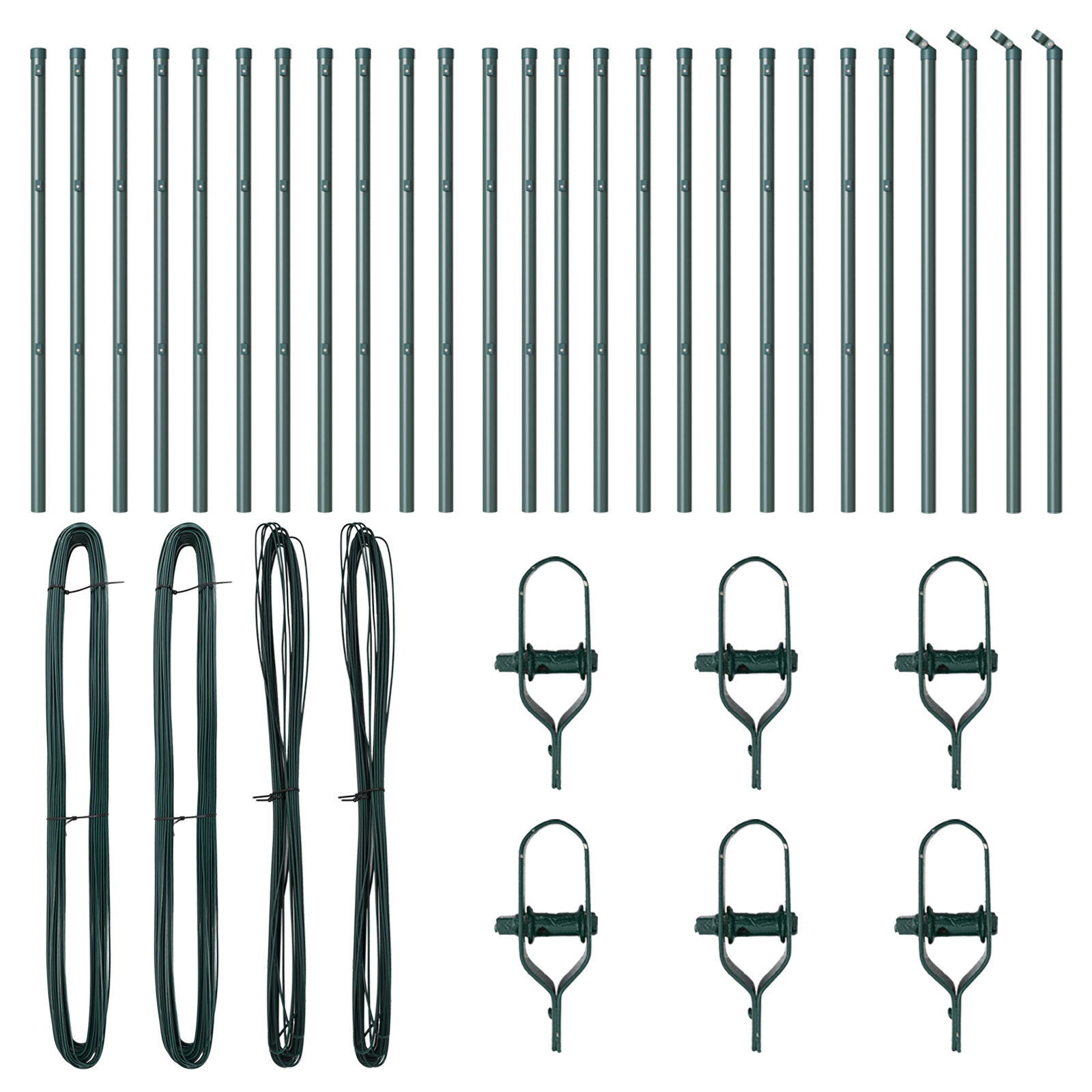 Stâlpi de gard, 26 buc., verde, Ø32 mm, 100 cm, oțel zincat GartenMobel Dekor