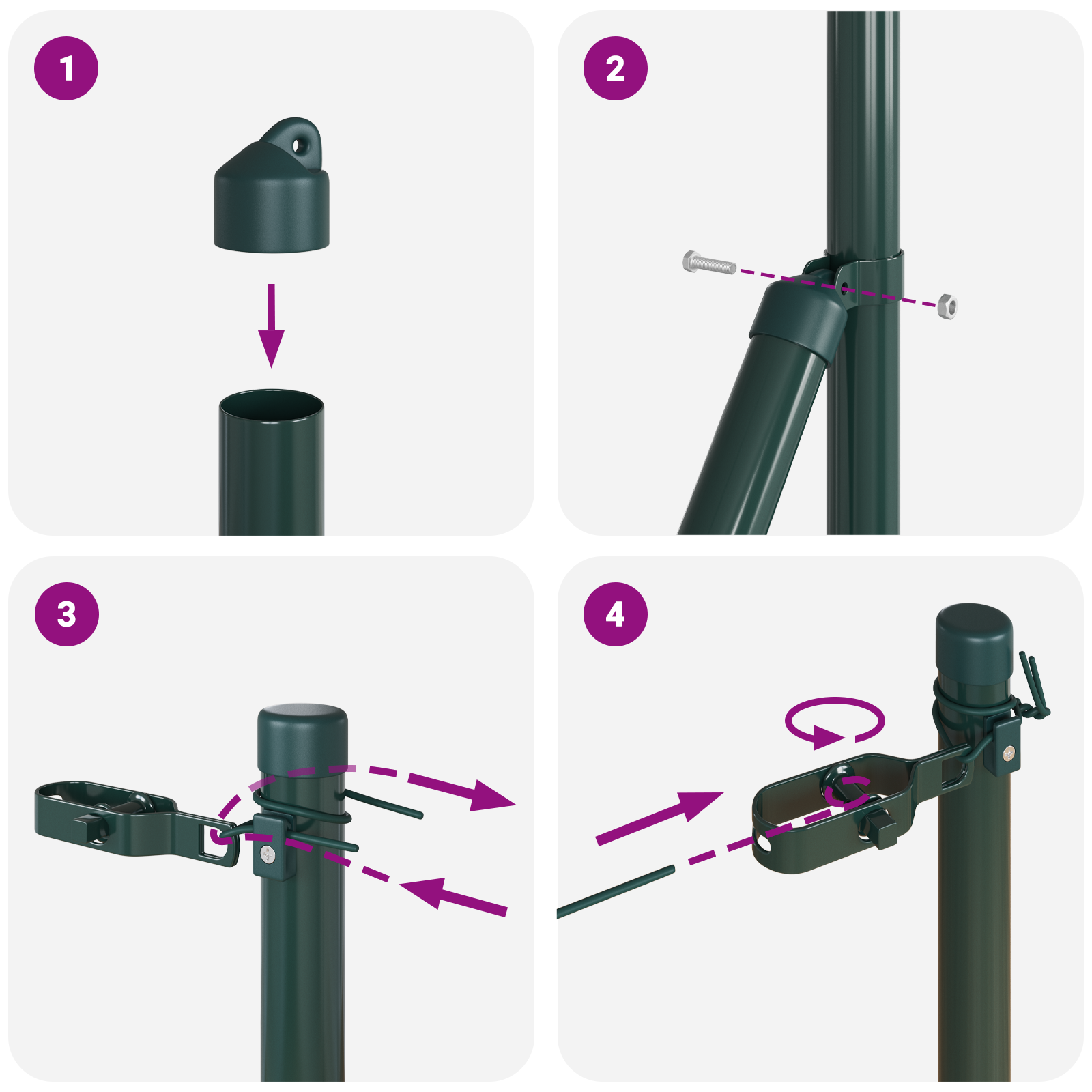Stâlpi de gard, 26 buc., verde, Ø32 mm, 150 cm, oțel zincat GartenMobel Dekor
