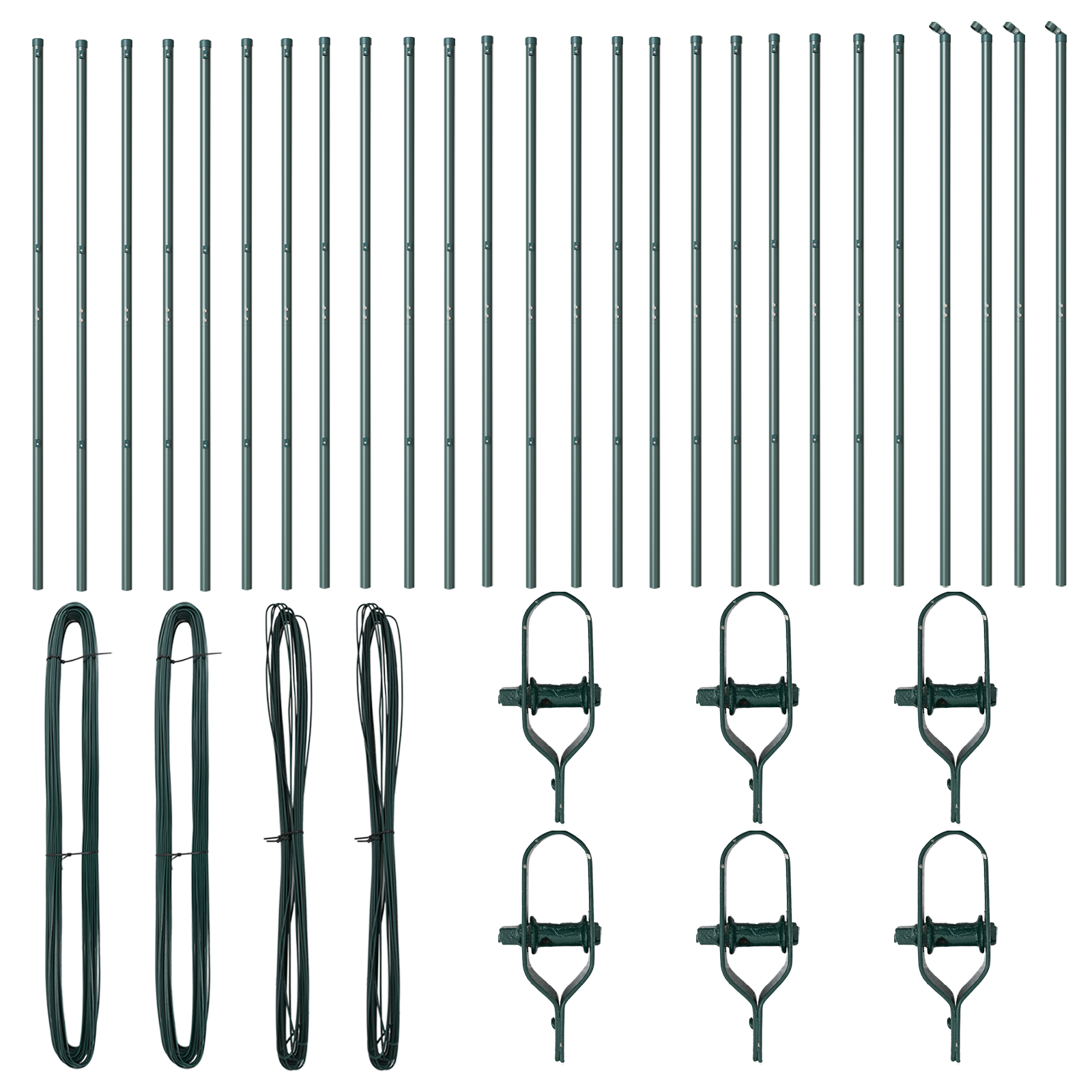 Stâlpi de gard, 26 buc., verde, Ø32 mm, 200 cm, oțel zincat GartenMobel Dekor