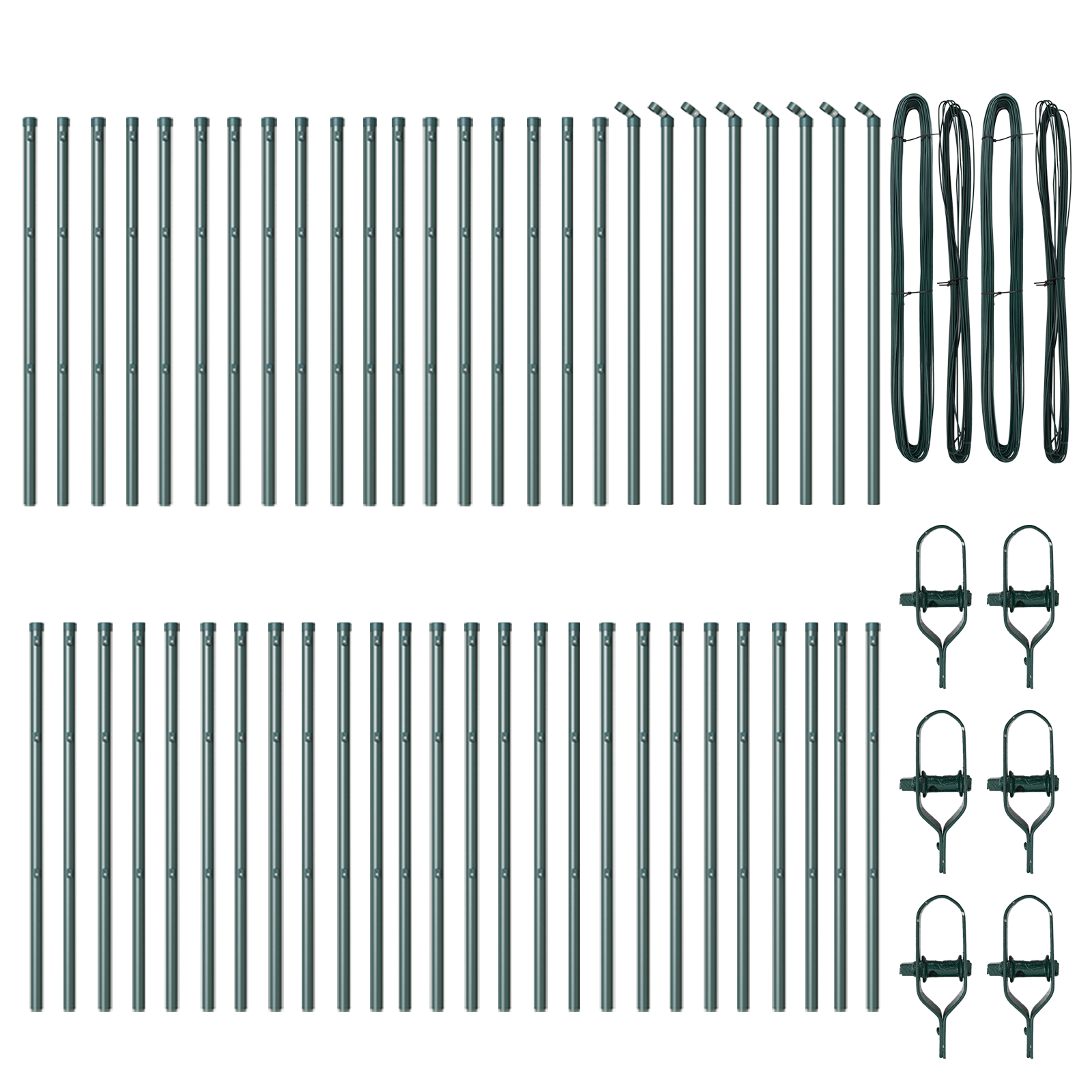Stâlpi de gard, 52 buc., verde, Ø32 mm, 100 cm, oțel zincat GartenMobel Dekor