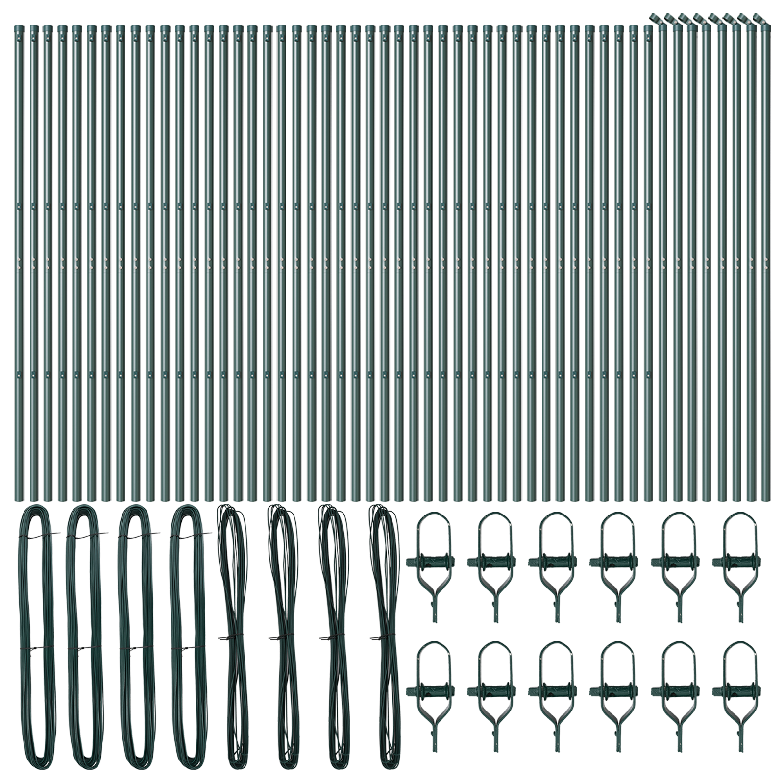 Stâlpi de gard, 52 buc., verde, Ø32 mm, 150 cm, oțel zincat GartenMobel Dekor