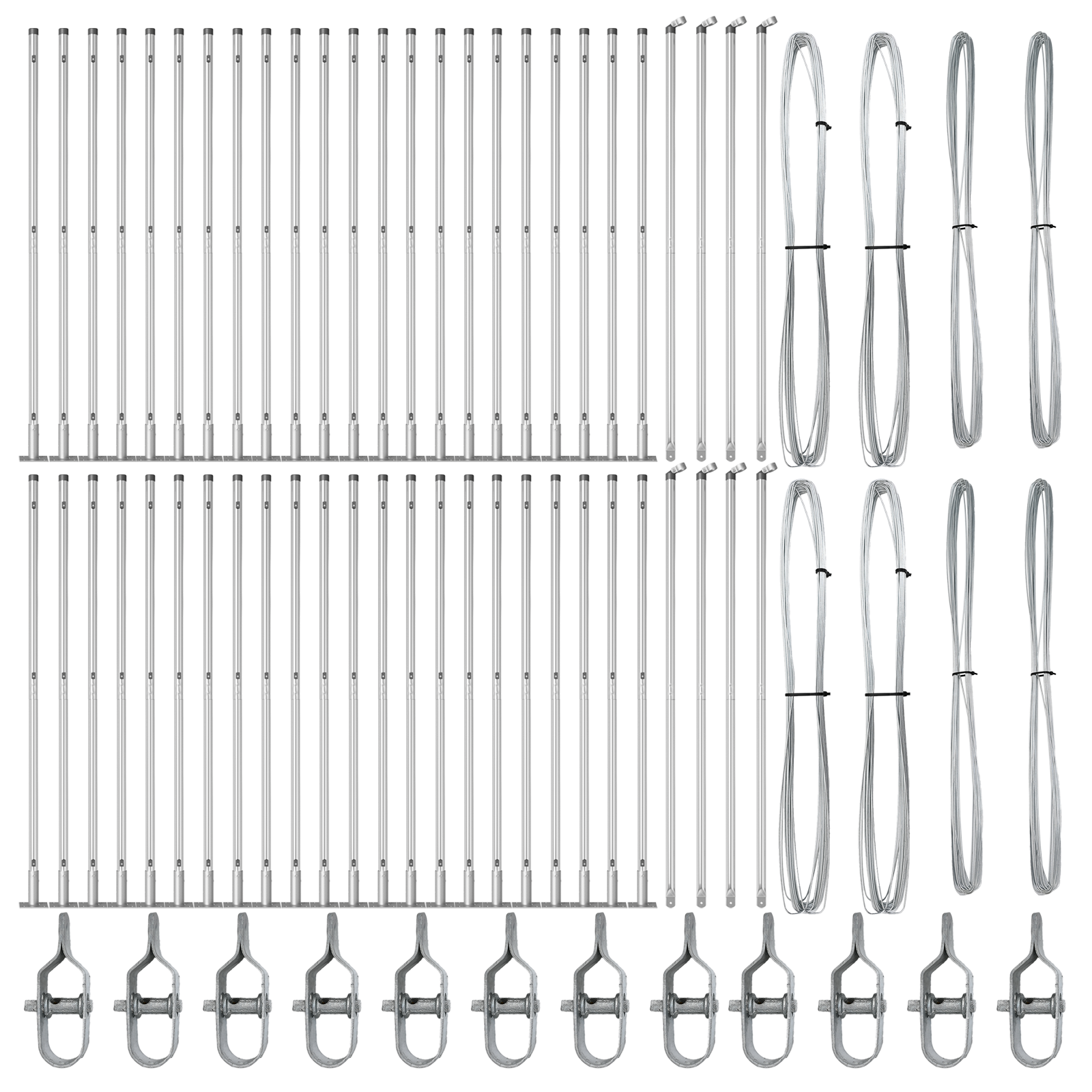 Piese de gard cu plăci de bază 52 buc Ø32mm 83,5cm Oțel galvanizat GartenMobel Dekor