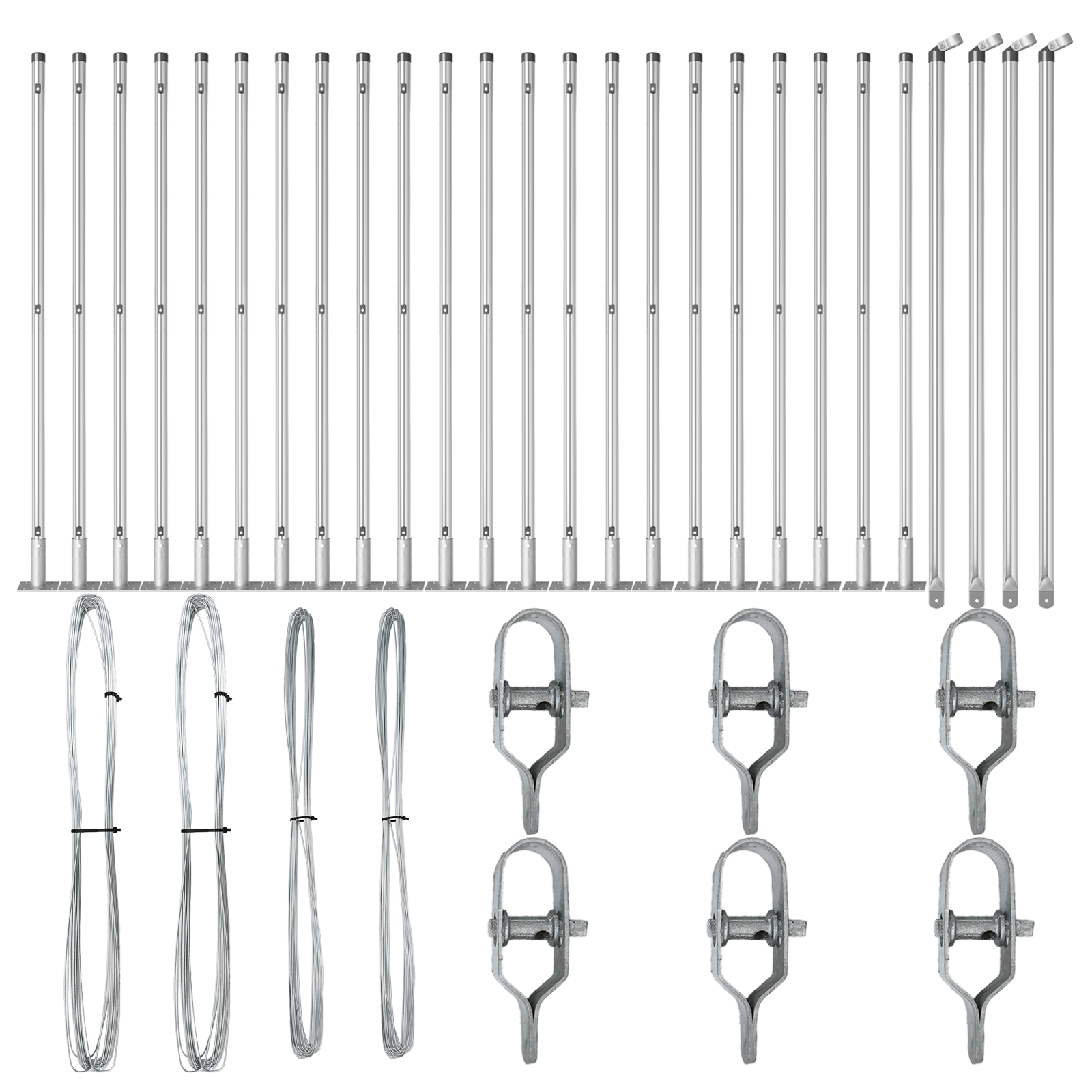 Posts pentru gard cu plăci de bază 26 buc Ø32mm 50cm din oțel galvanizat GartenMobel Dekor