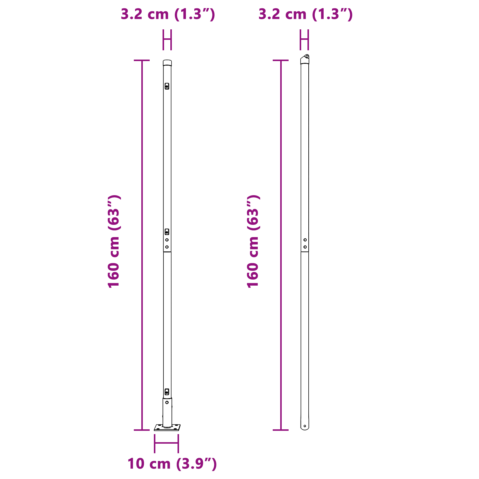 Posturi de gard cu plăci de bază 52 buc Ø32mm 83,5cm Oțel galvanizat GartenMobel Dekor