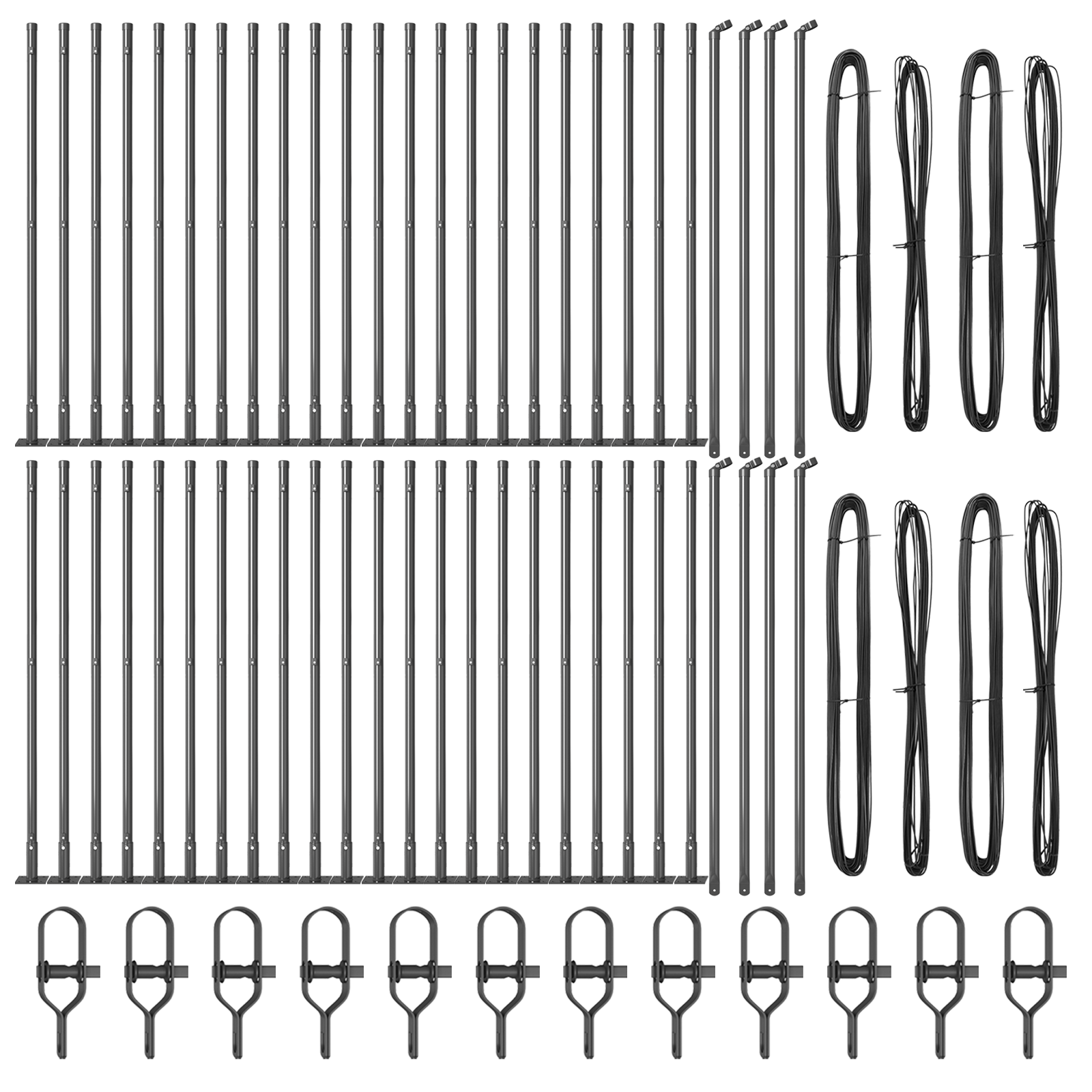 Posturi de gard cu plăci de bază 52 pcs Ø32mm 70cm Oțel galvanizat GartenMobel Dekor
