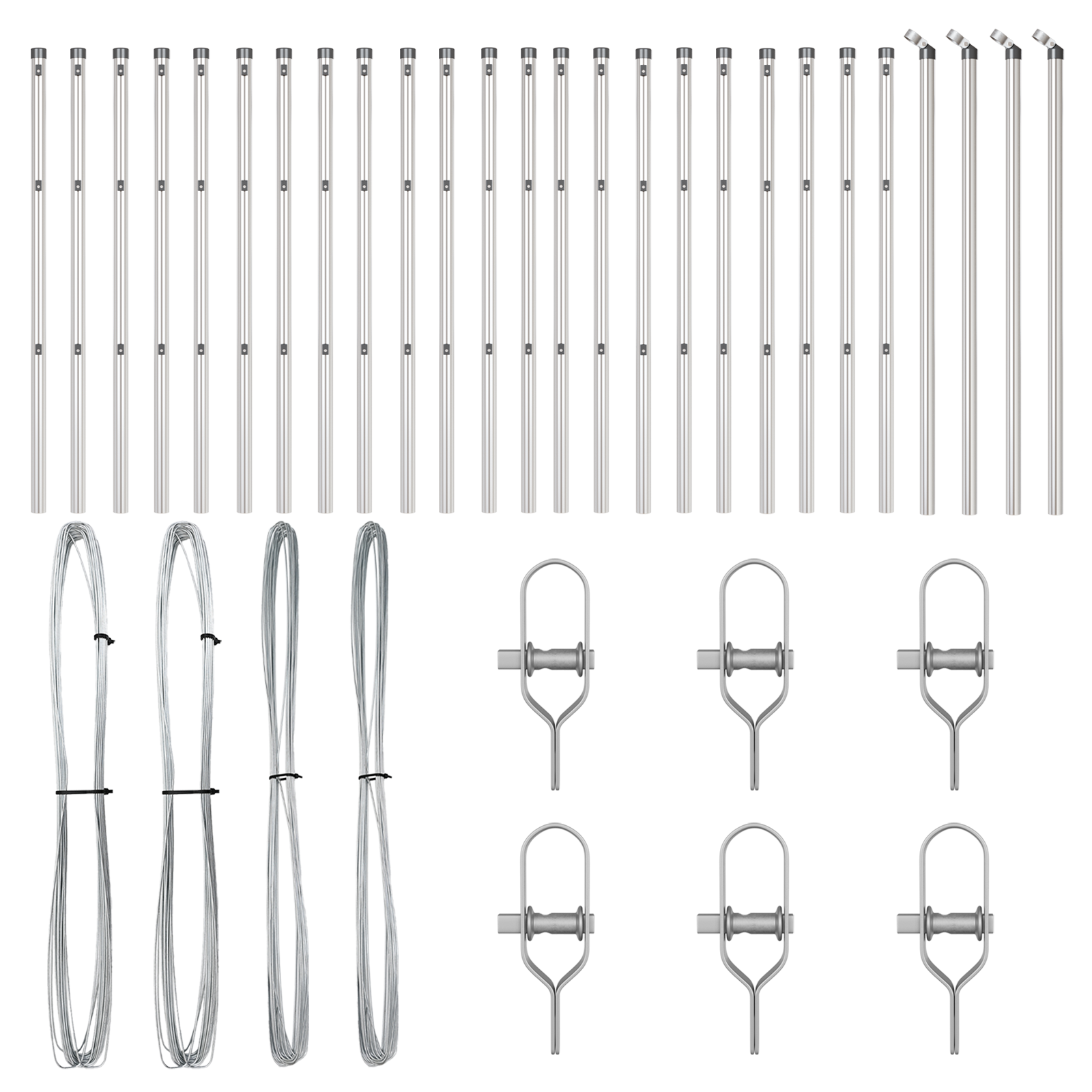 Stâlpi de gard. 26 buc., Ø32 mm, 100 cm, oțel zincat GartenMobel Dekor