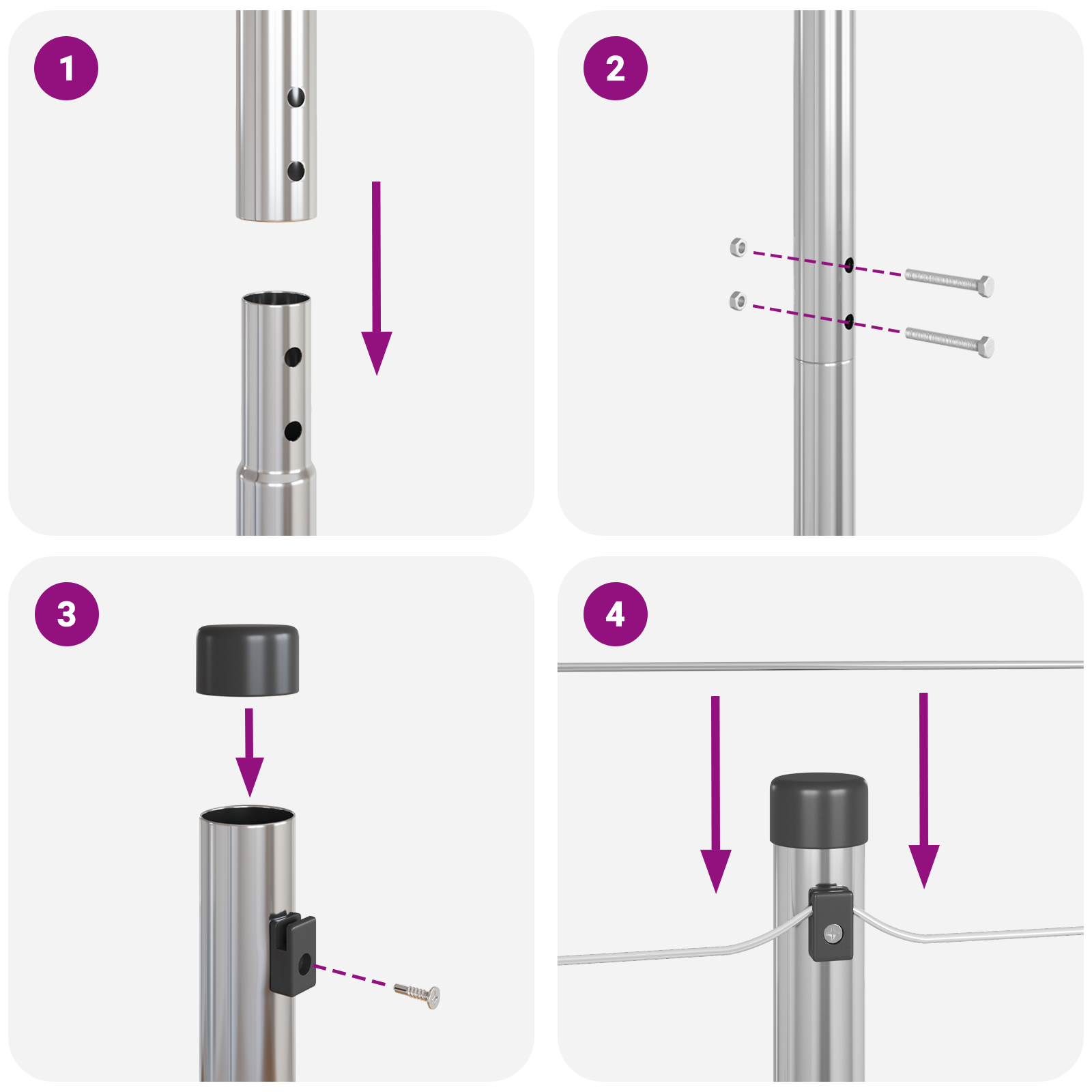 Stâlpi de gard. 26 buc., Ø32 mm, 210 cm, oțel zincat GartenMobel Dekor