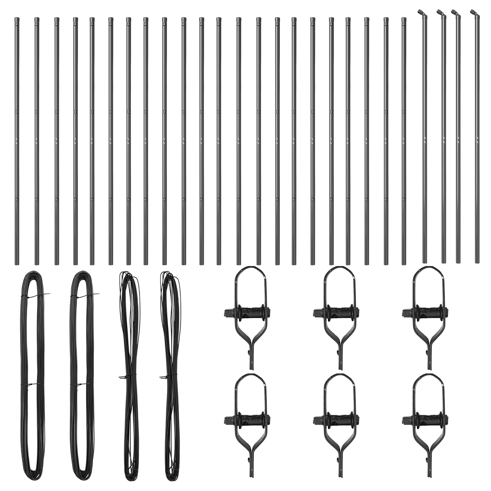 Stâlpi de gard, 26 buc., gri, Ø32 mm, 190 cm, oțel zincat GartenMobel Dekor