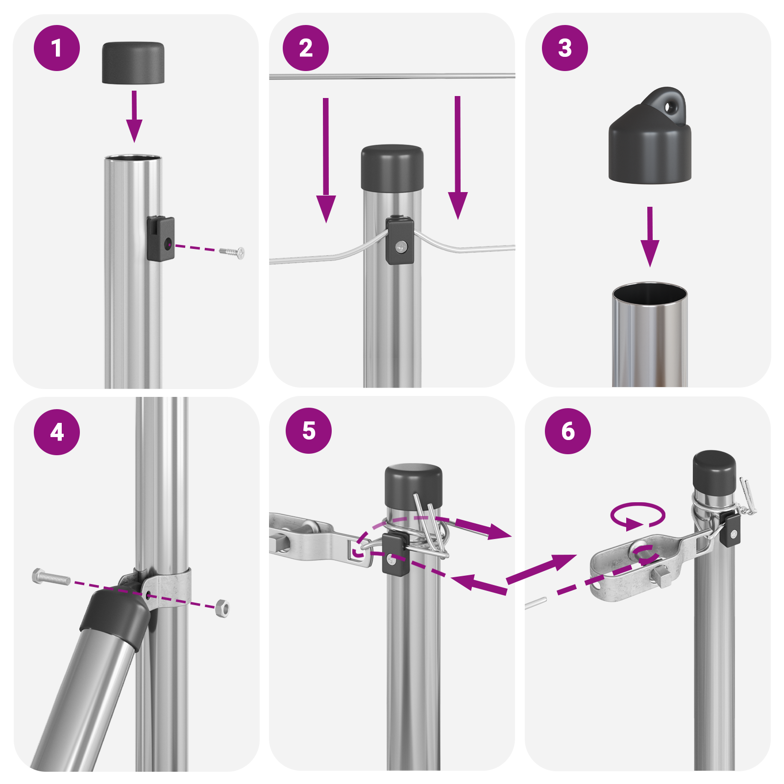 Stâlpi de gard. 52 buc., Ø32 mm, 80 cm, oțel zincat GartenMobel Dekor