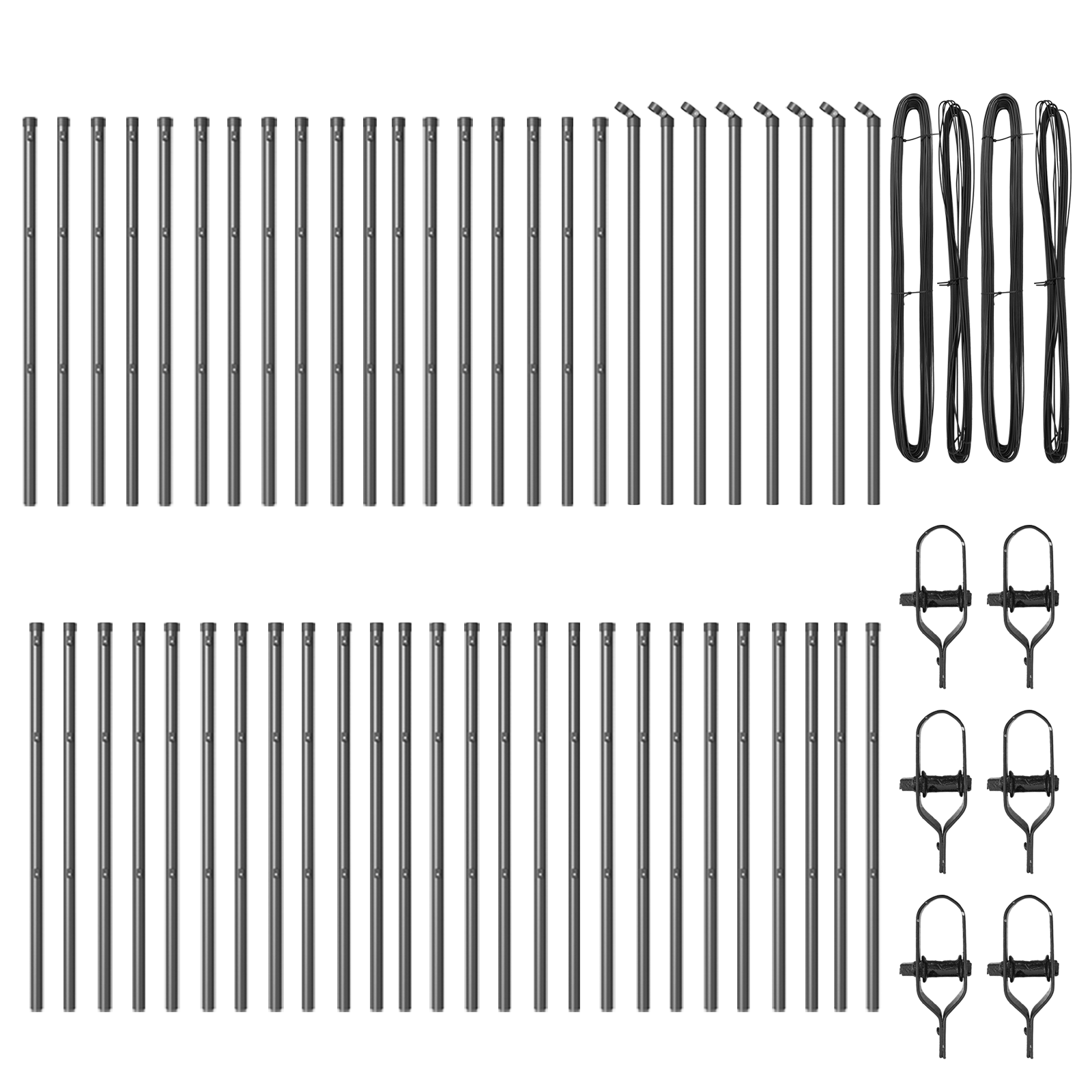 Stâlpi de gard, 52 buc., gri, Ø32 mm, 120 cm, oțel zincat GartenMobel Dekor