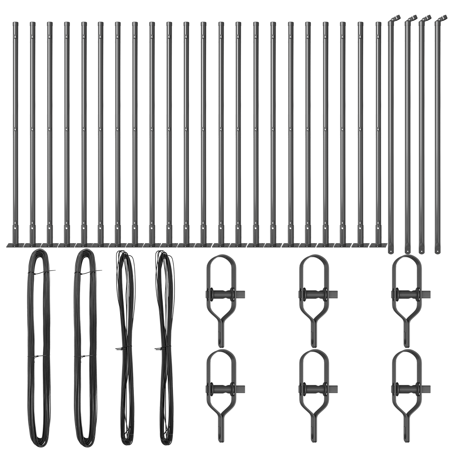 Stâlpi de gard cu plăci de bază 26 buc Ø32mm 90cm Oțel galvanizat GartenMobel Dekor