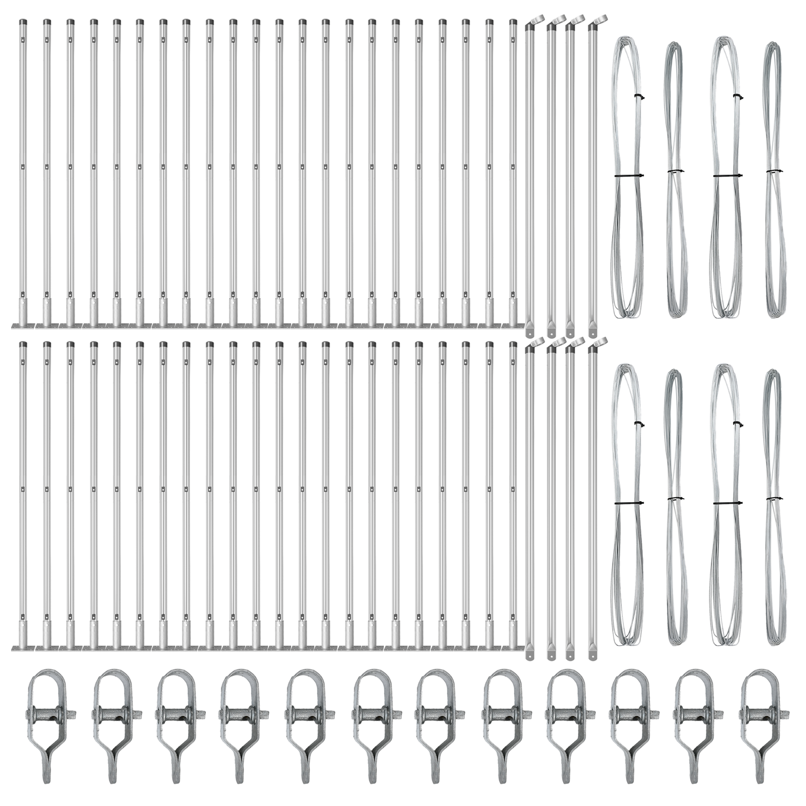 Stâlpi de gard cu plăci de bază 52 buc Ø32mm 110cm Oțel galvanizat GartenMobel Dekor