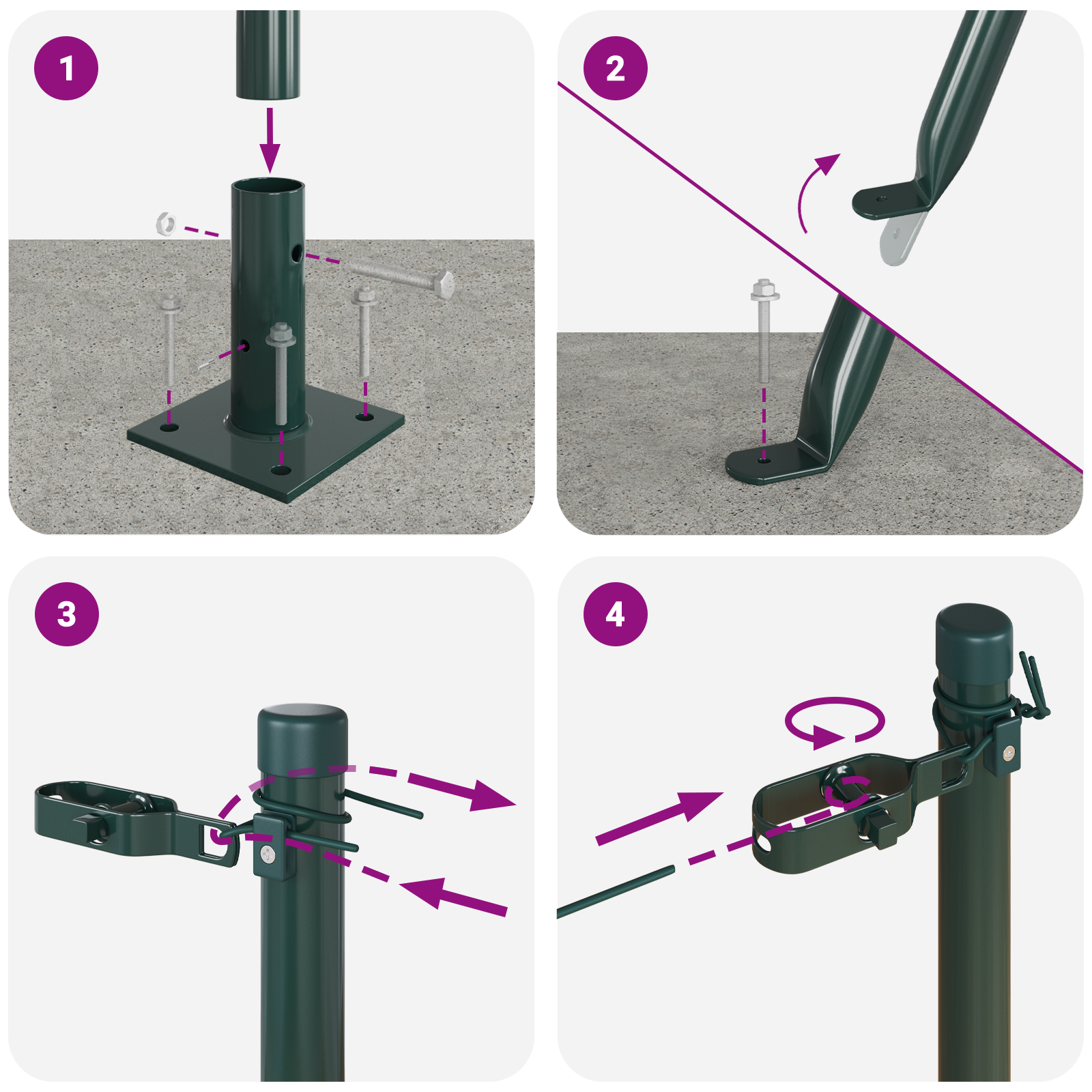 Stâlpi de gard cu plăci de bază 52 buc Ø32mm 110cm Oțel galvanizat GartenMobel Dekor