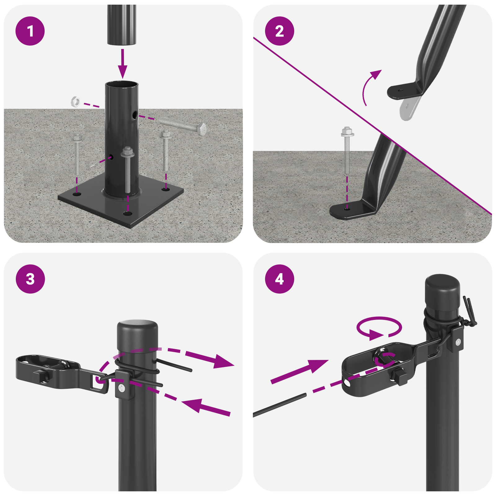 Stâlpi de gard cu plăci de bază 52 buc Ø32mm 68,5cm Oțel zincat GartenMobel Dekor