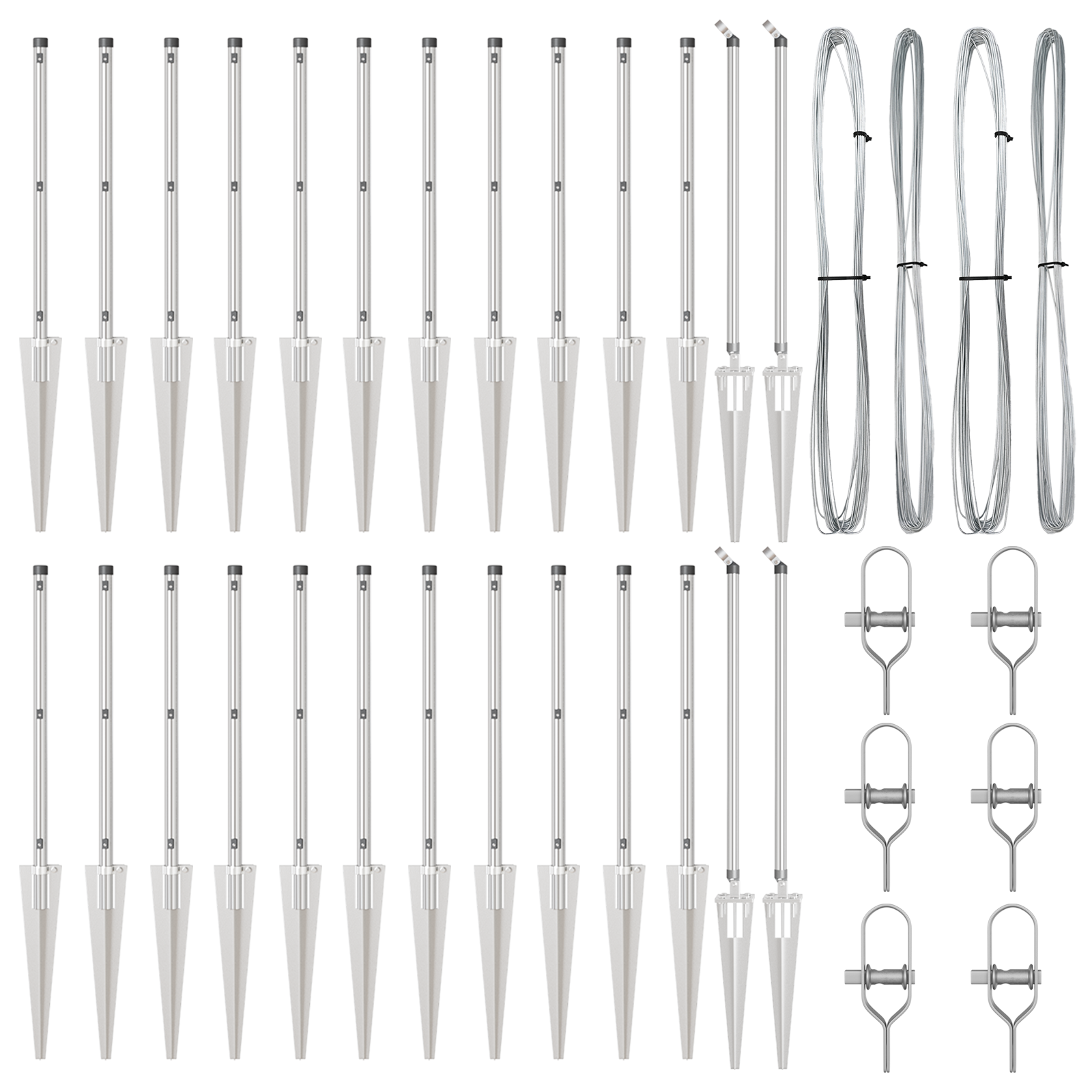 Stâlpi de gard cu vârf, 26 buc., Ø32 mm, 60 cm. oțel zincat GartenMobel Dekor
