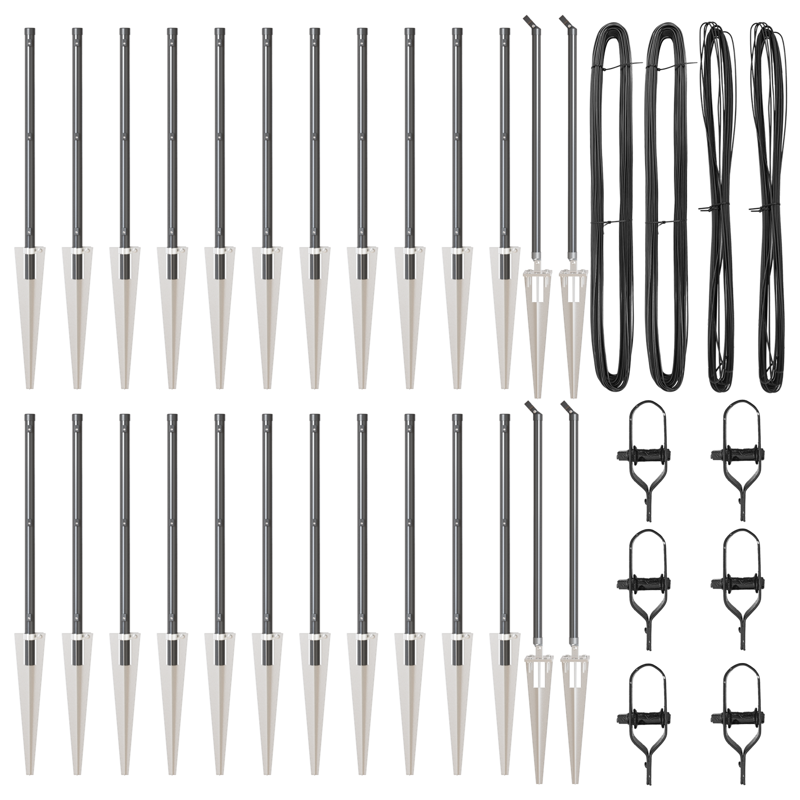 Stâlpi de gard cu vârf, 26 buc., Ø32 mm, 80 cm. oțel zincat GartenMobel Dekor